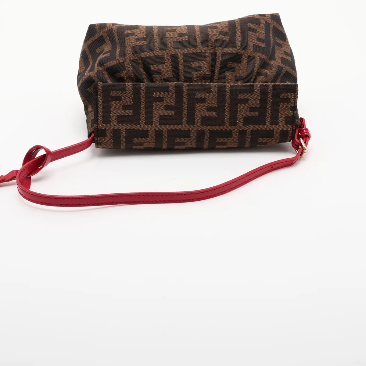 Zucca Canvas x Leather Shoulder Bag, Brown x Red, 8BK070 — view 5