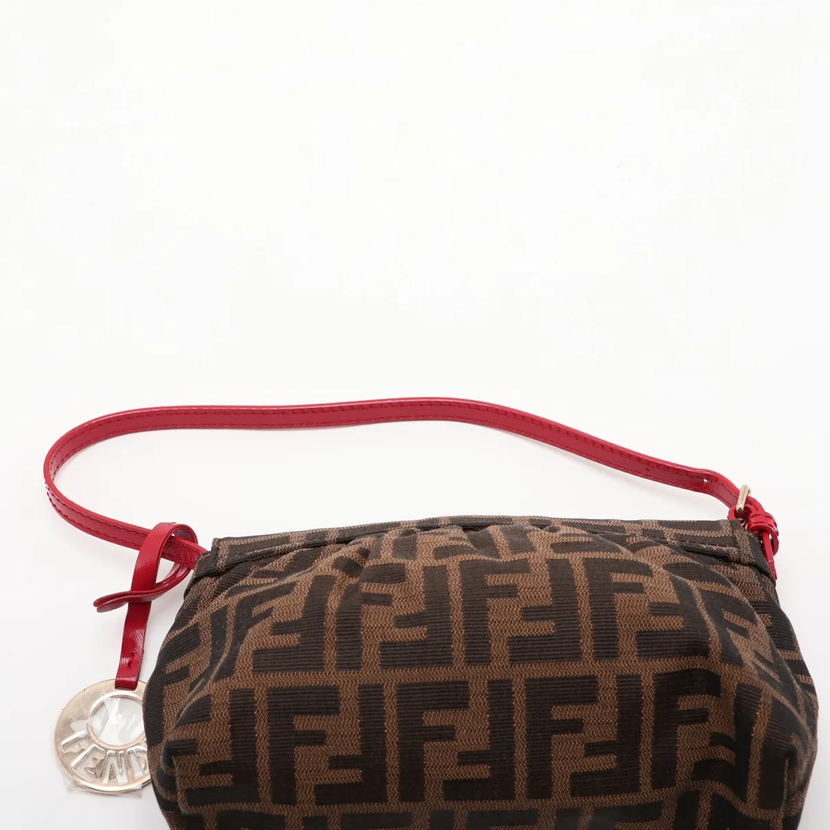 Zucca Canvas x Leather Shoulder Bag, Brown x Red, 8BK070 — view 6