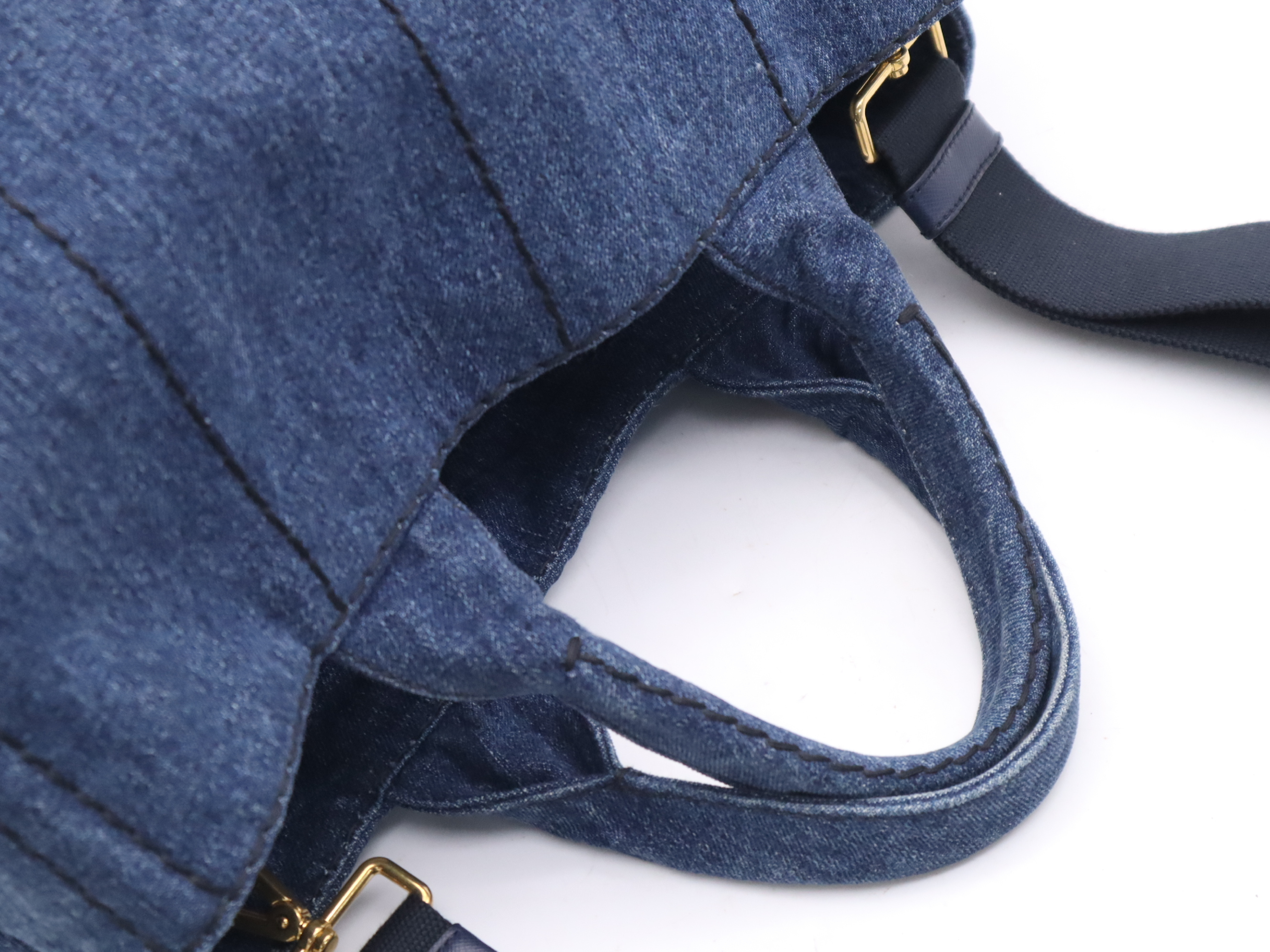B2642B Denim 2-Way Tote Bag, Canapa Blue, with Shoulder Strap and Dust Bag. — view 6