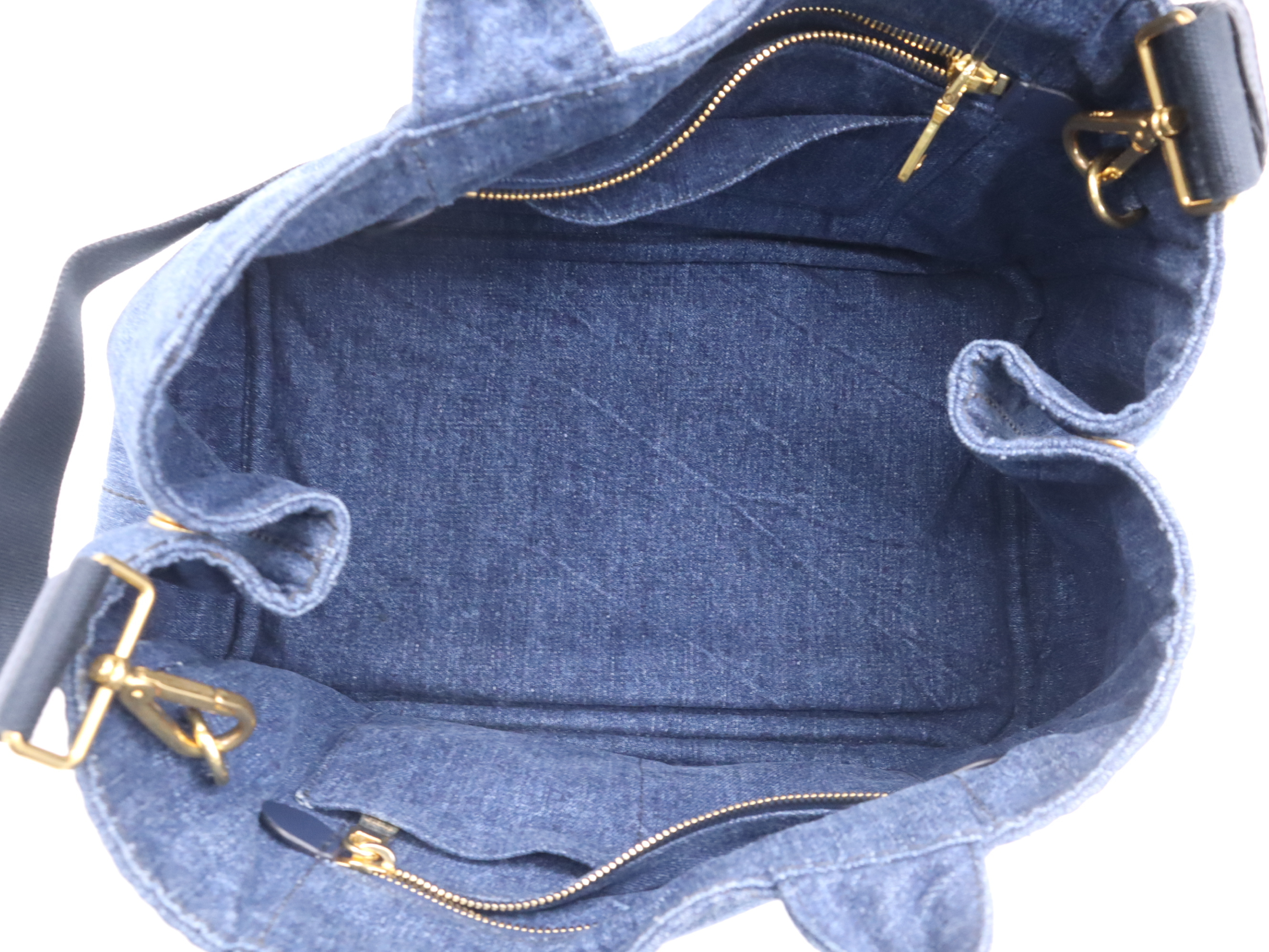 B2642B Denim 2-Way Tote Bag, Canapa Blue, with Shoulder Strap and Dust Bag. — view 10