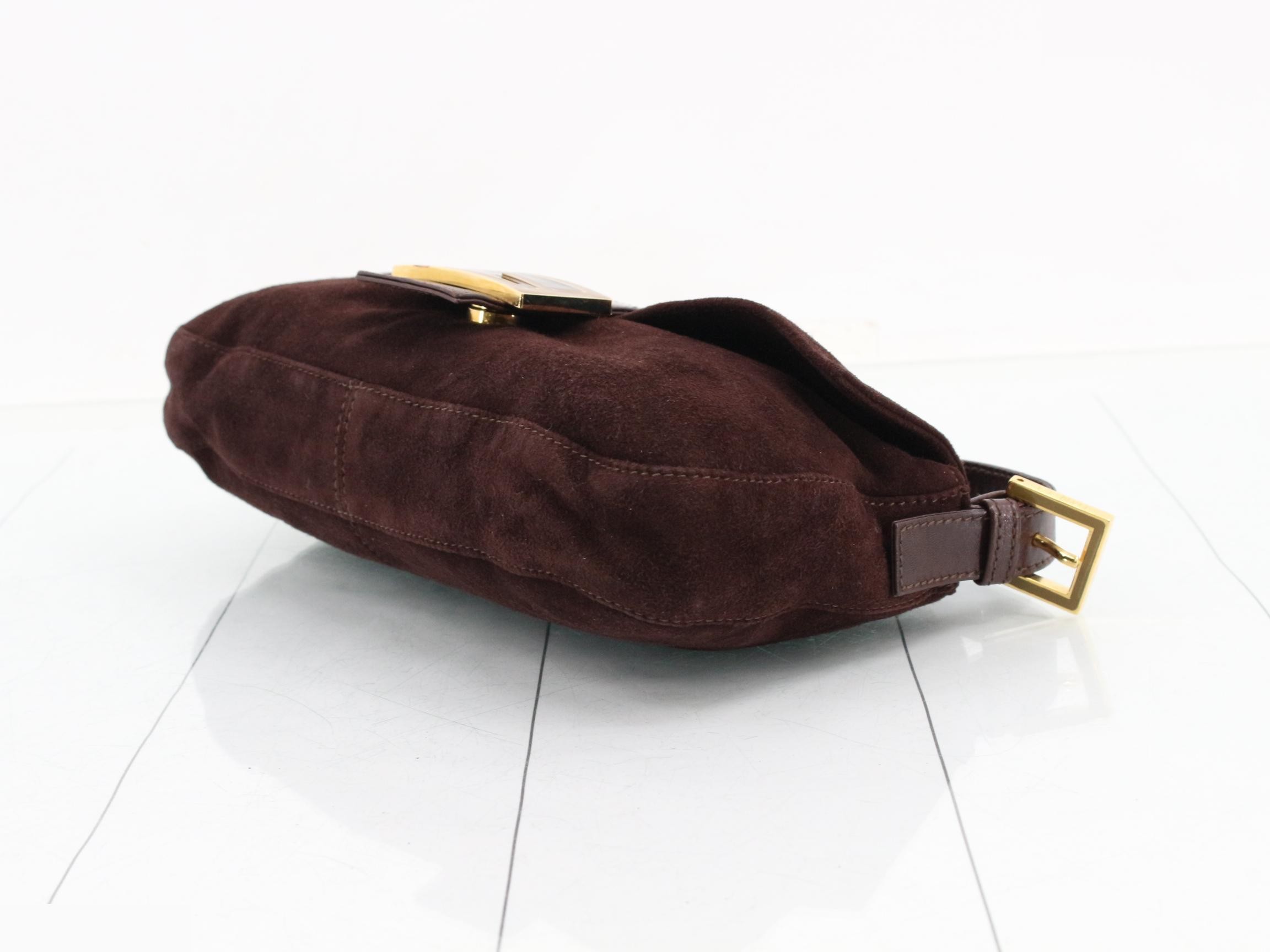 Mamma Bucket / One-Shoulder Bag / Brown / Suede / Gold Hardware — view 6