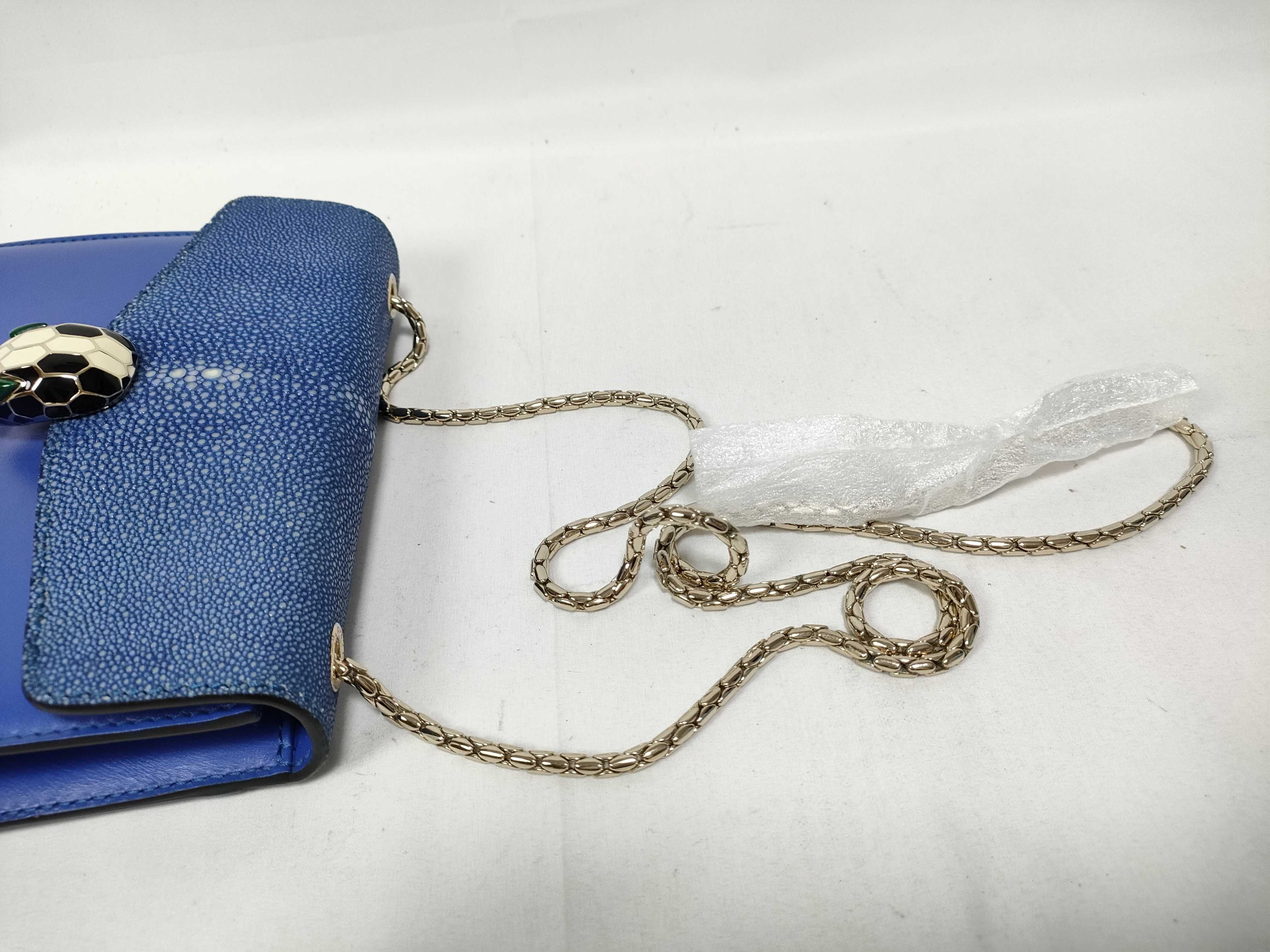 Bulgari Serpenti Forever Galuchat x Leather Chain Shoulder Bag — view 7