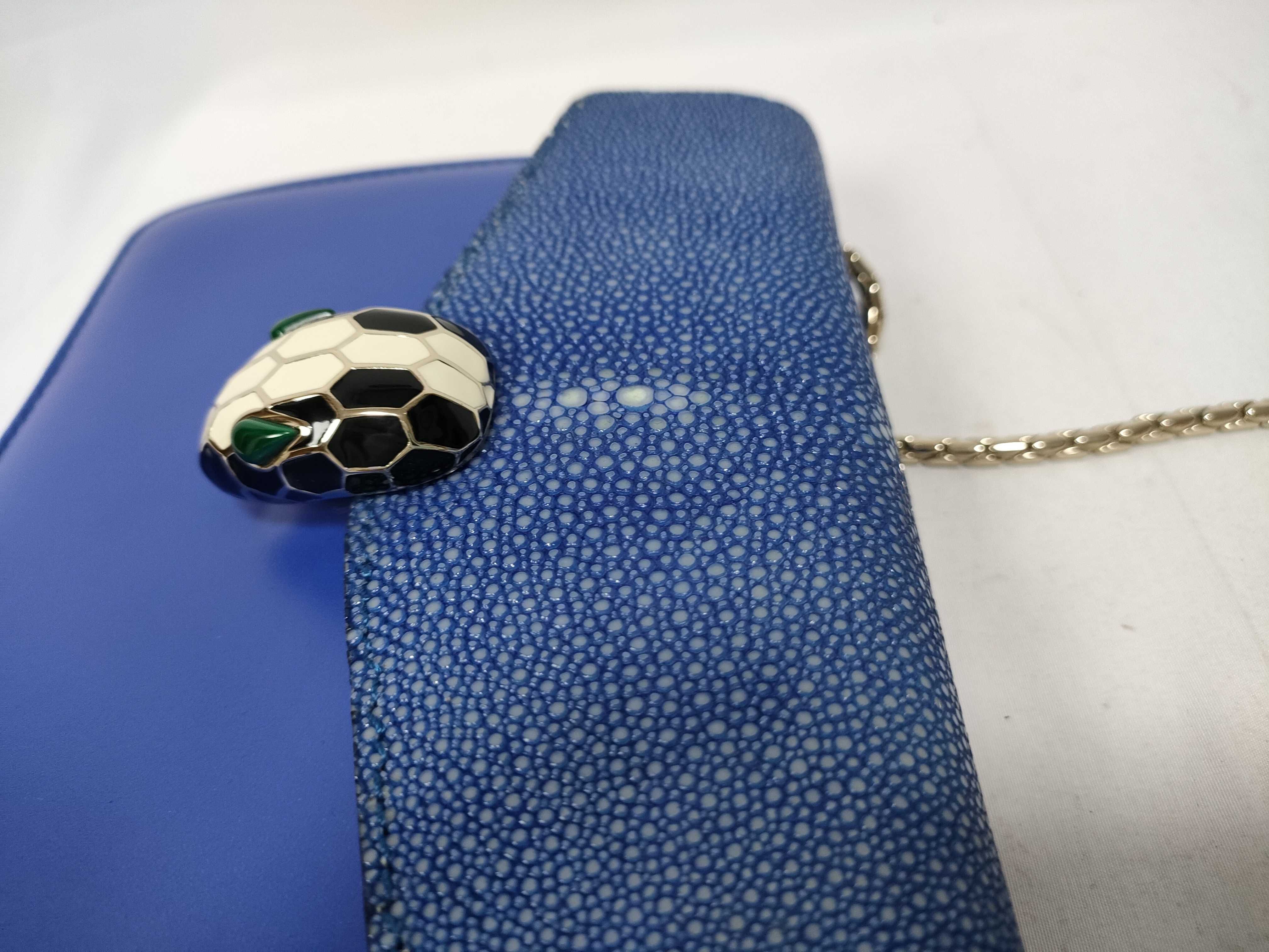 Bulgari Serpenti Forever Galuchat x Leather Chain Shoulder Bag — view 8