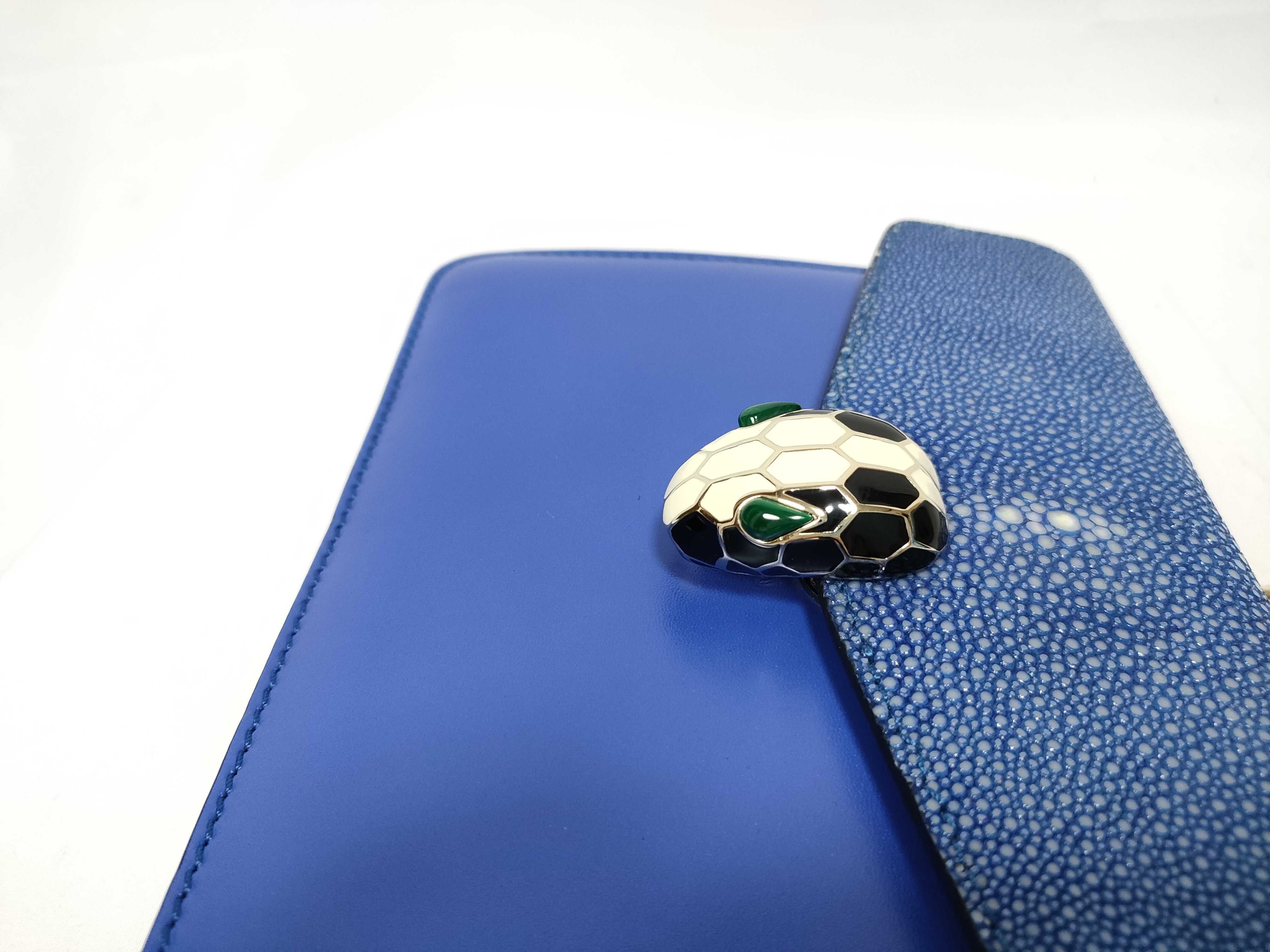 Bulgari Serpenti Forever Galuchat x Leather Chain Shoulder Bag — view 9