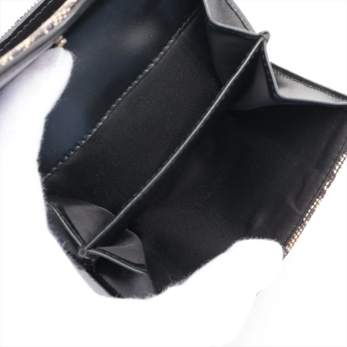 Trotter Saddle Canvas x Leather Compact Wallet Black x Beige — view 6