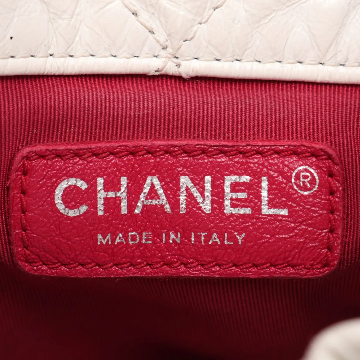 Gabrielle de Chanel Vintage Calf Chain Backpack, White x Black, Gold x Silver Hardware, 24806104, Serial Number 24 — view 9