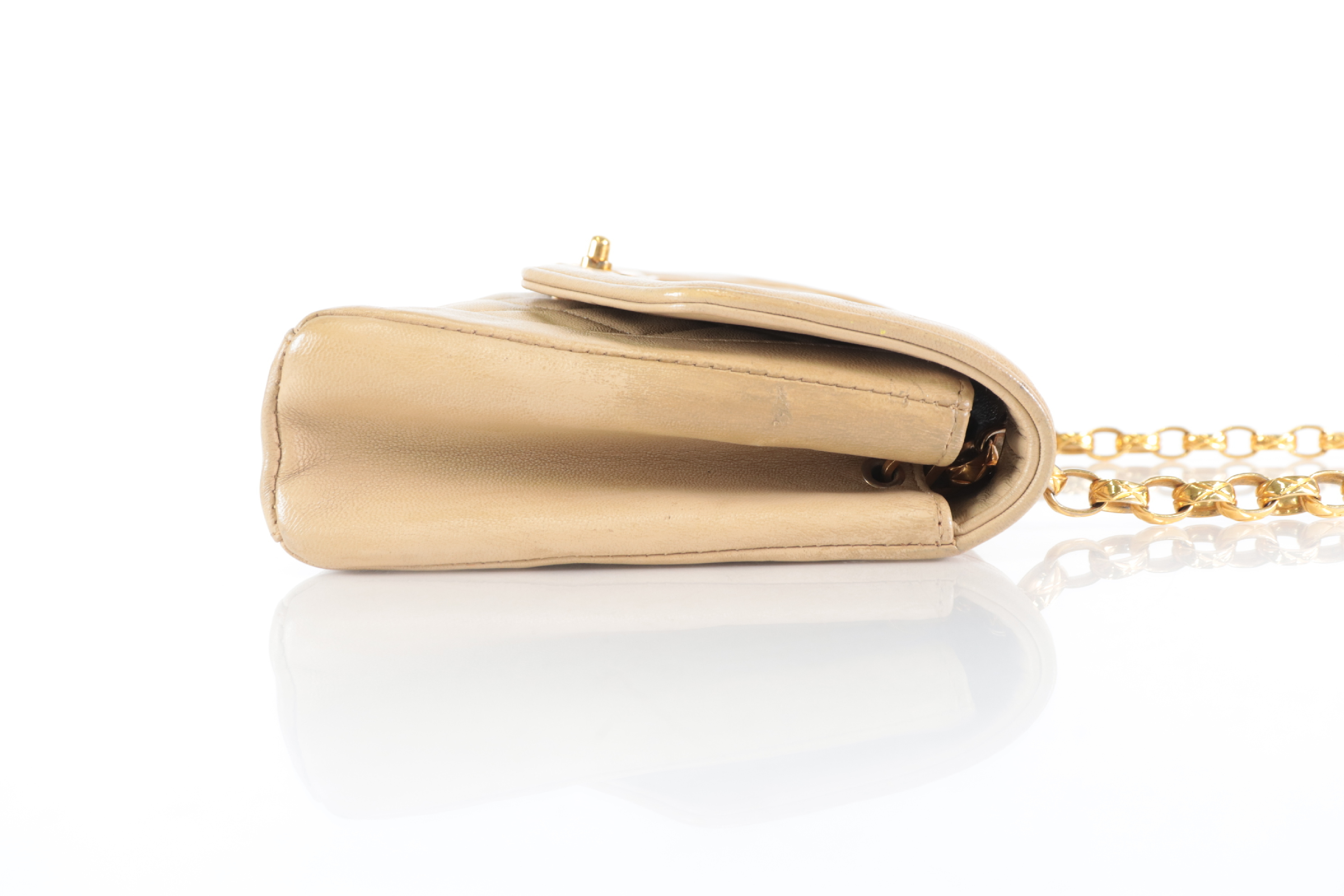 Diana Lamb Chain Shoulder Bag, Series 1, Beige Shoulder Bag — view 3