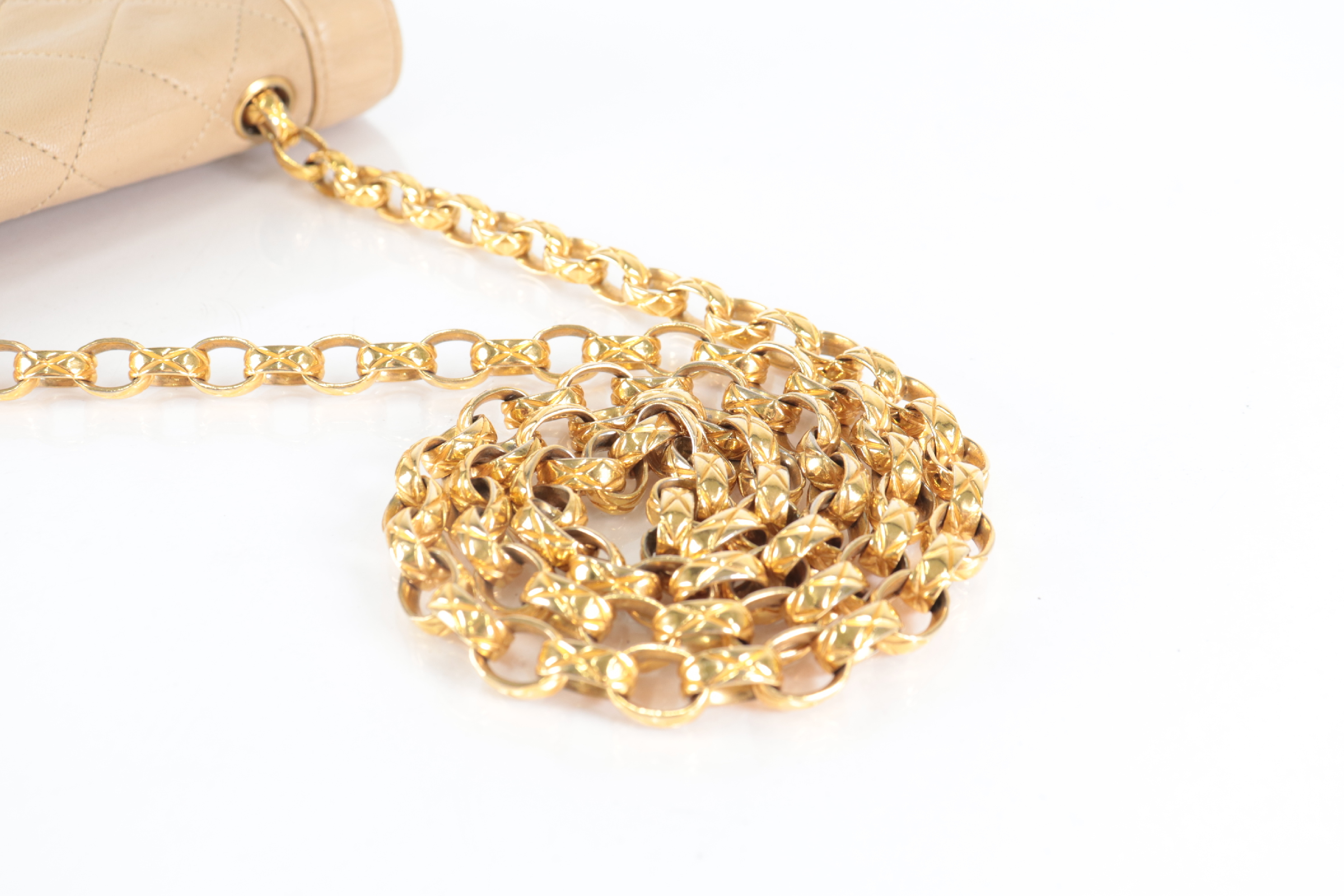 Diana Lamb Chain Shoulder Bag, Series 1, Beige Shoulder Bag — view 9