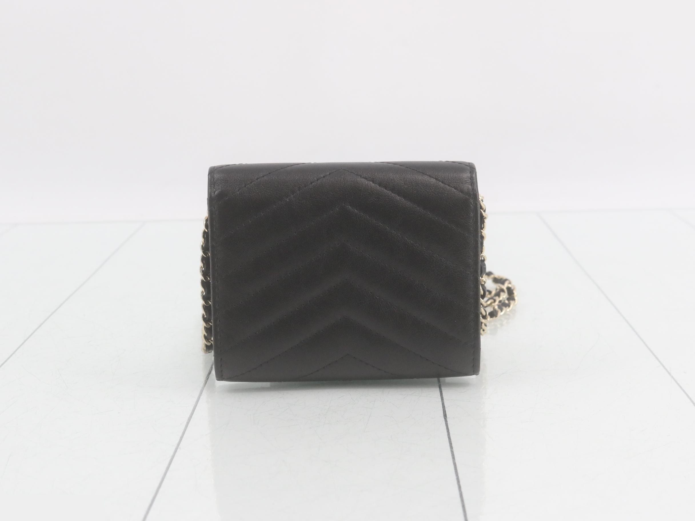 Chevron Leather Chain Card Case — view 2
