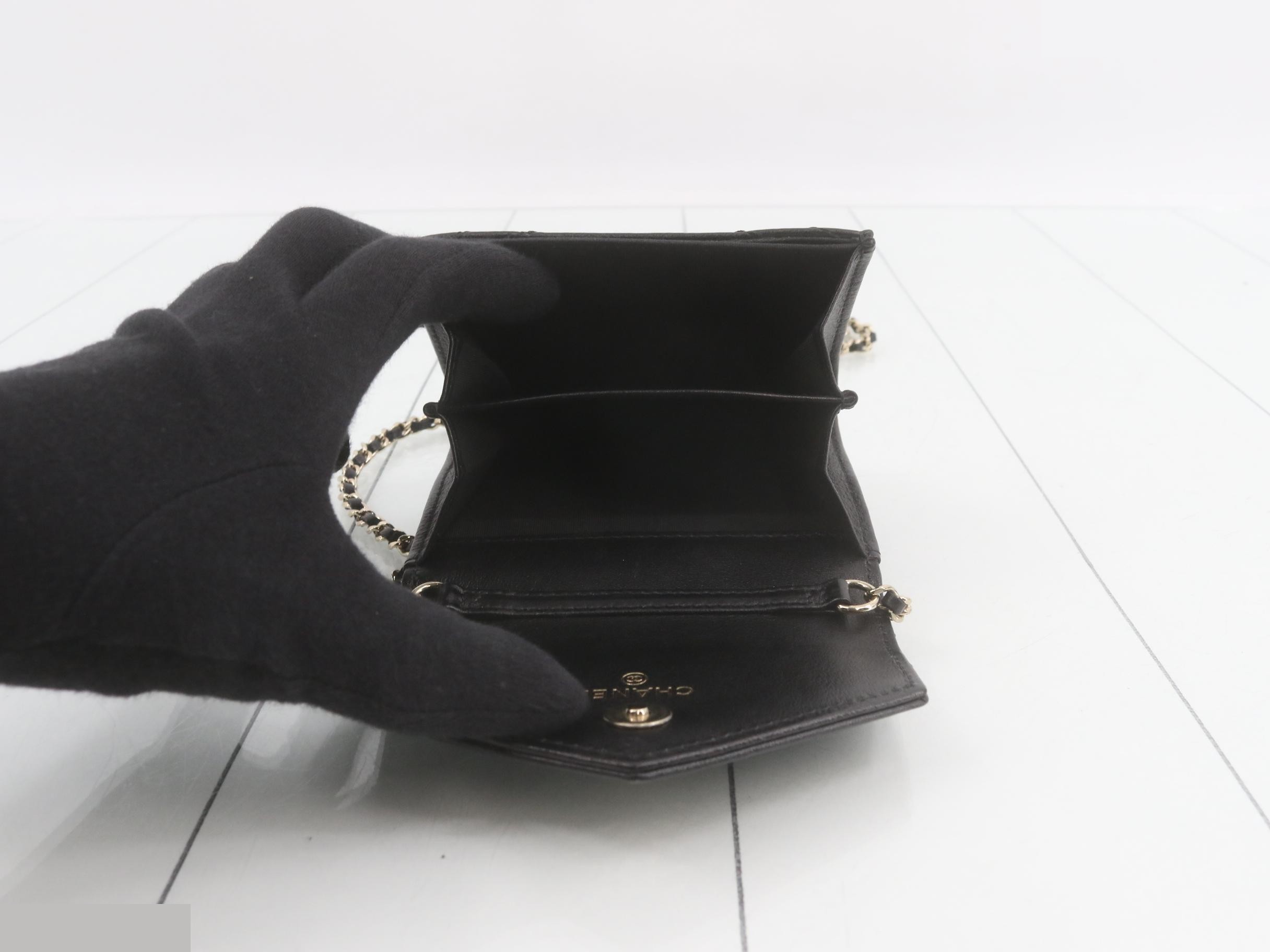 Chevron Leather Chain Card Case — view 4