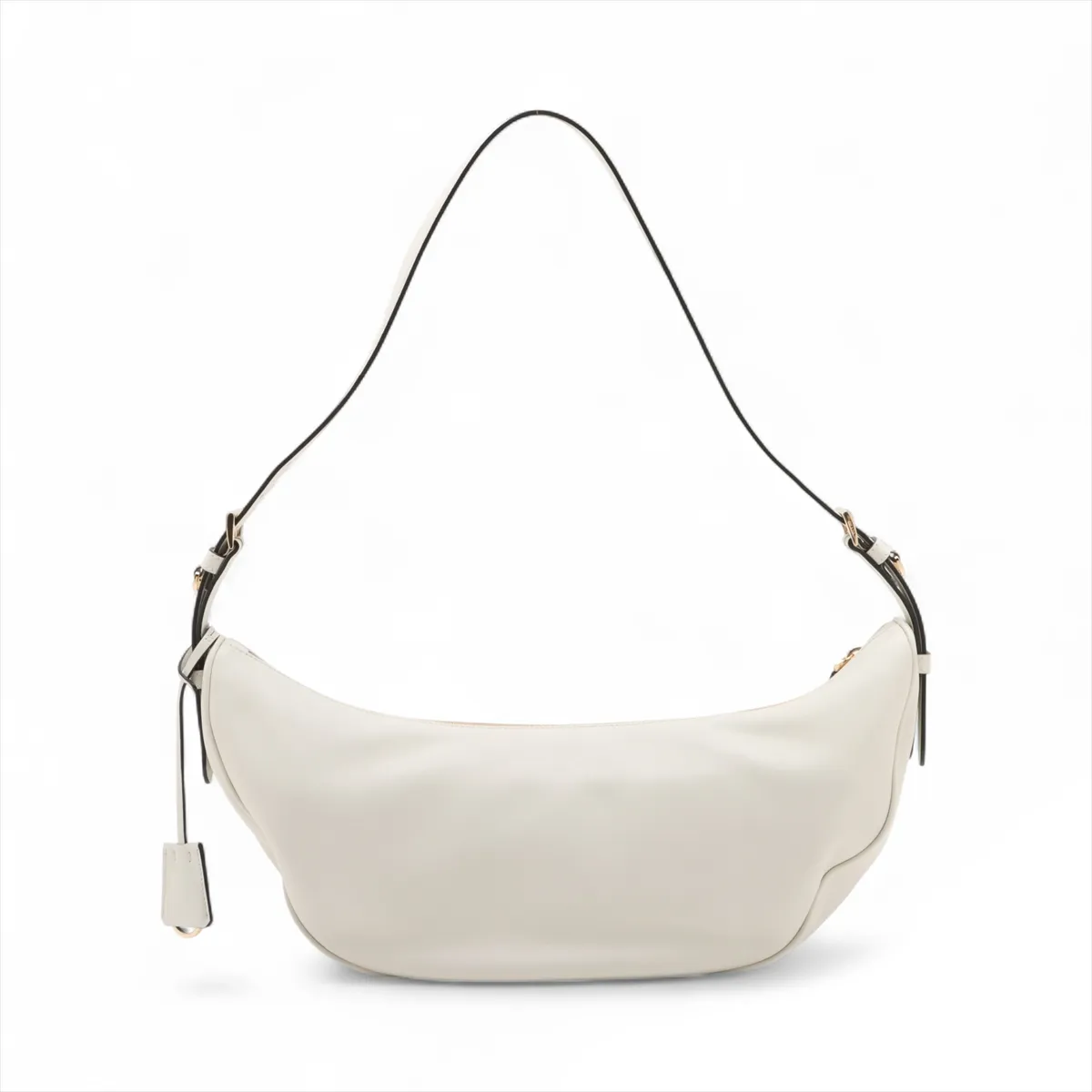 Soft Grain Leather Shoulder Bag White 1BC255 — view 2