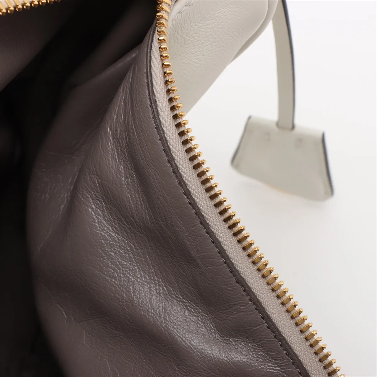 Soft Grain Leather Shoulder Bag White 1BC255 — view 12