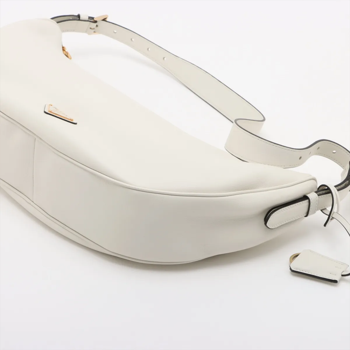 Soft Grain Leather Shoulder Bag White 1BC255 — view 3