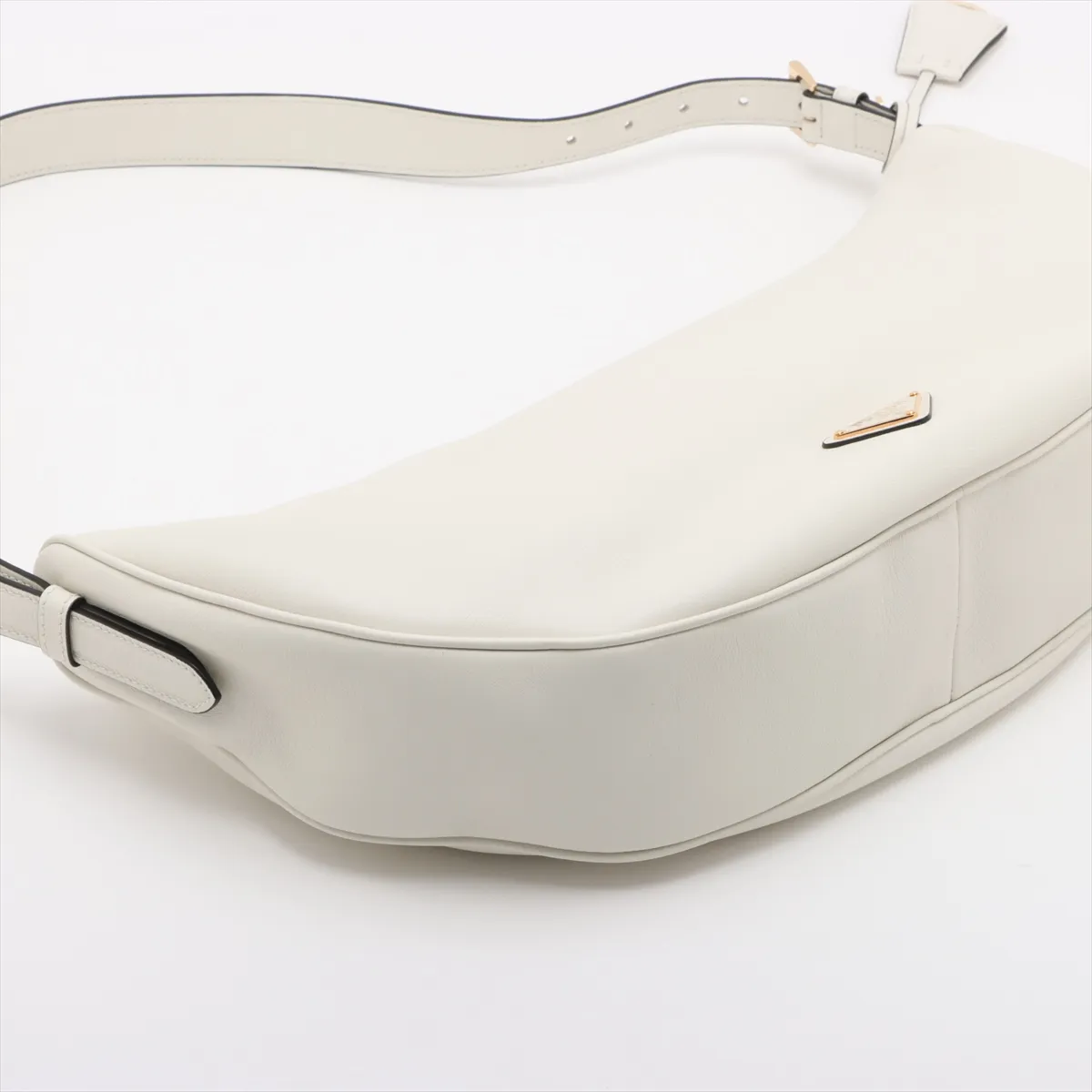 Soft Grain Leather Shoulder Bag White 1BC255 — view 4