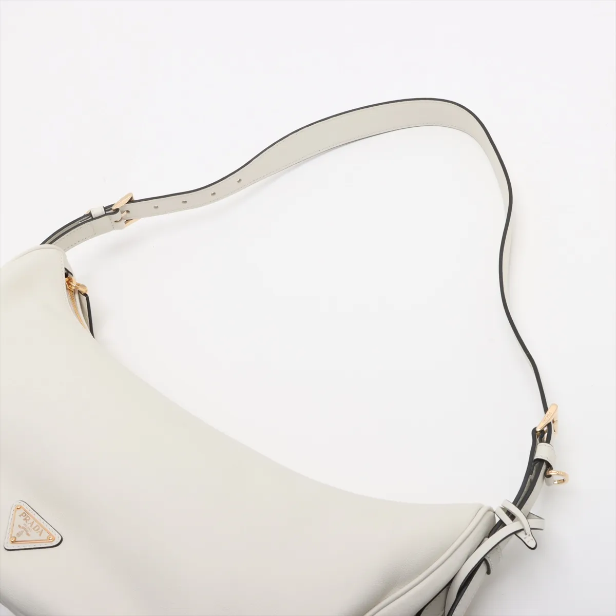 Soft Grain Leather Shoulder Bag White 1BC255 — view 5