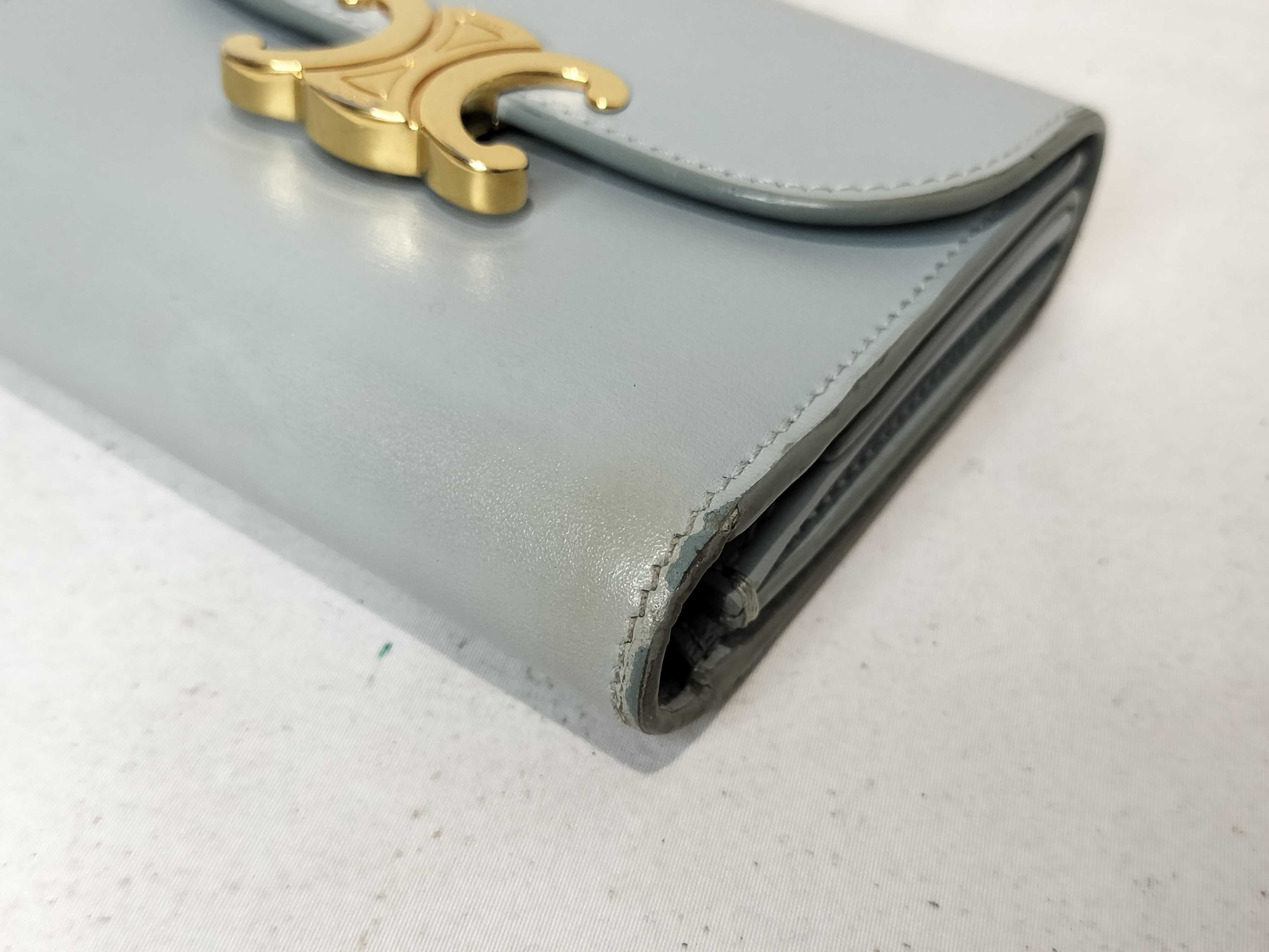 Triomphe Trifold Wallet, Light Blue — view 3