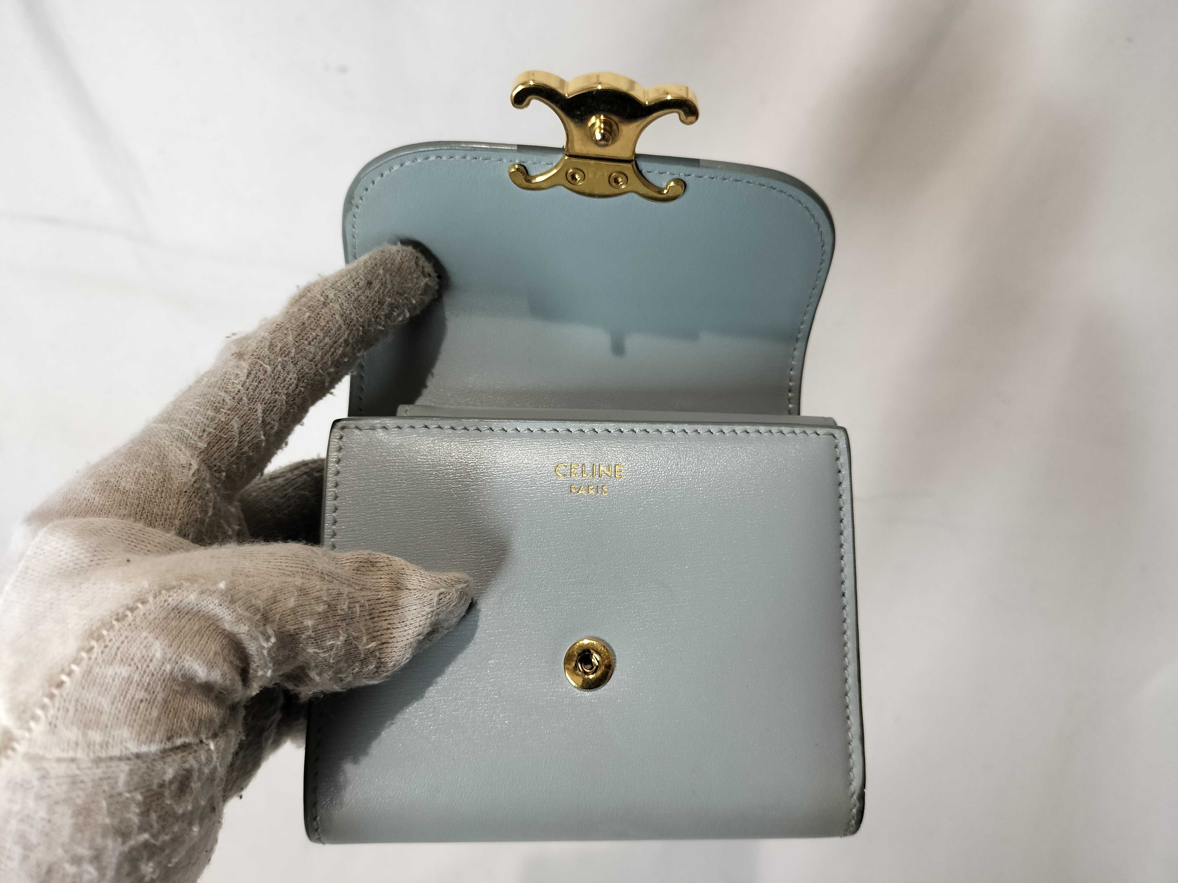 Triomphe Trifold Wallet, Light Blue — view 6