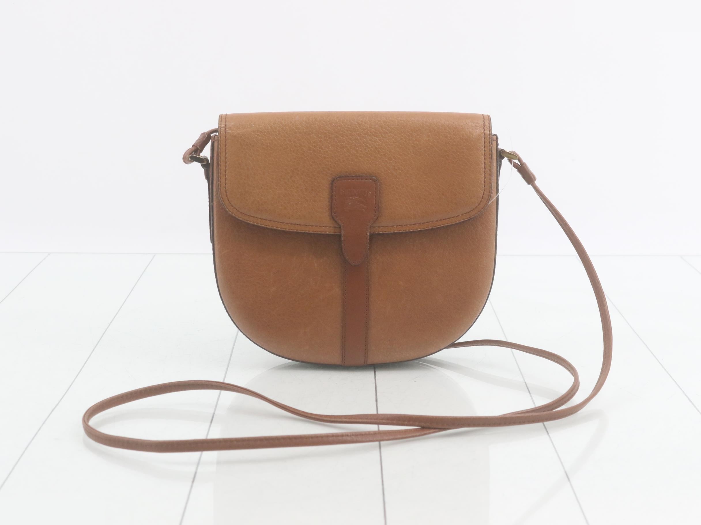 Burberrys Leather Shoulder Bag, Brown
