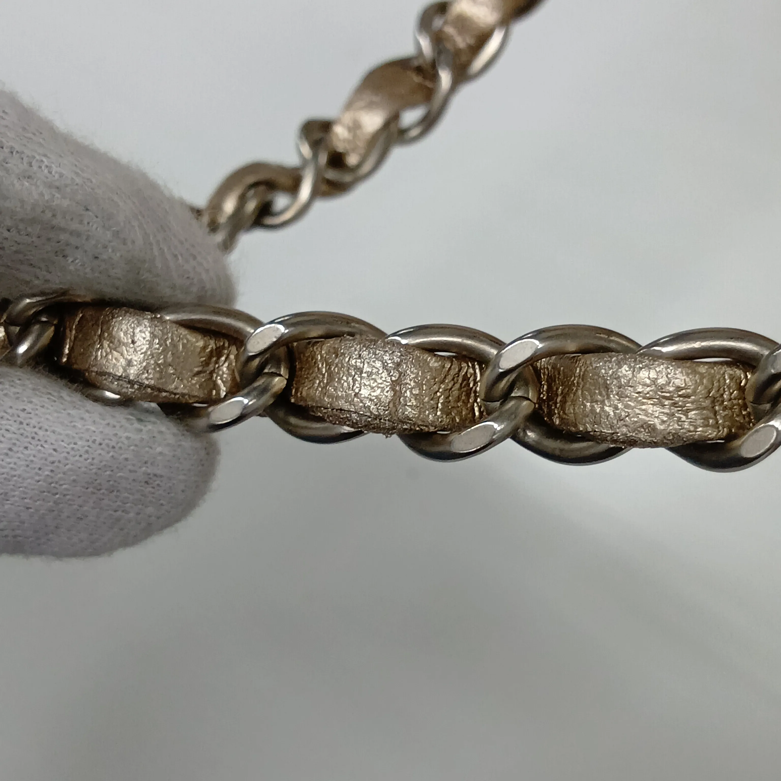 Matelassé 25 Leather Double Flap Double Chain Bag, Gold with Silver Hardware, 14950455, Serial Number 14-series, A01112 — view 12