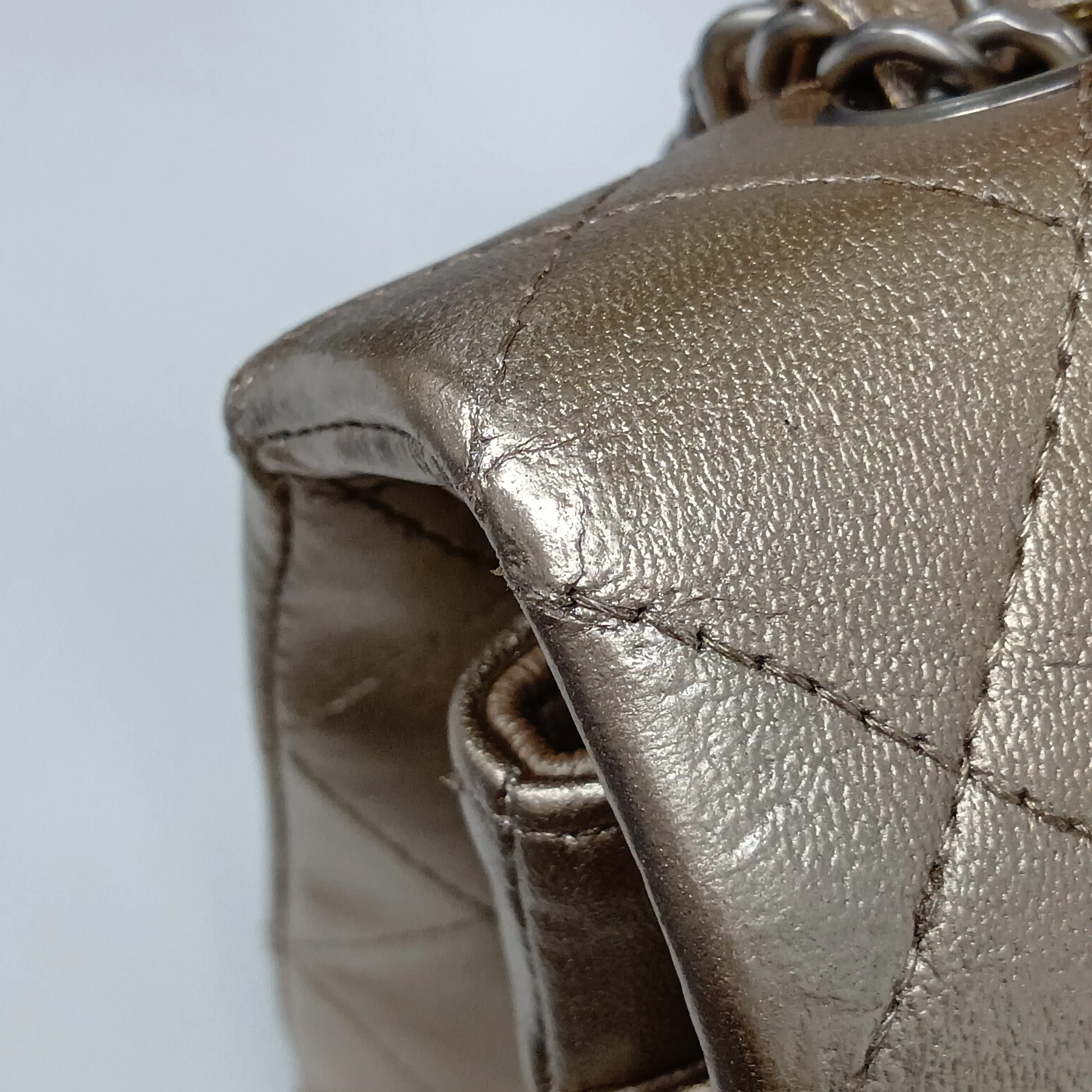 Matelassé 25 Leather Double Flap Double Chain Bag, Gold with Silver Hardware, 14950455, Serial Number 14-series, A01112 — view 13
