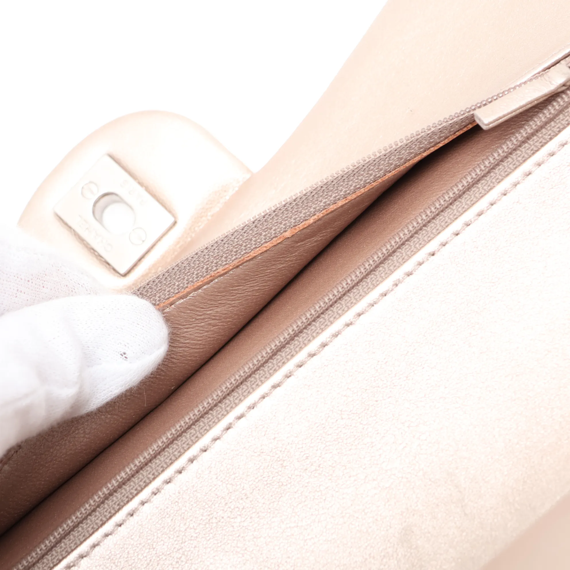 Matelassé 25 Leather Double Flap Double Chain Bag, Gold with Silver Hardware, 14950455, Serial Number 14-series, A01112 — view 10