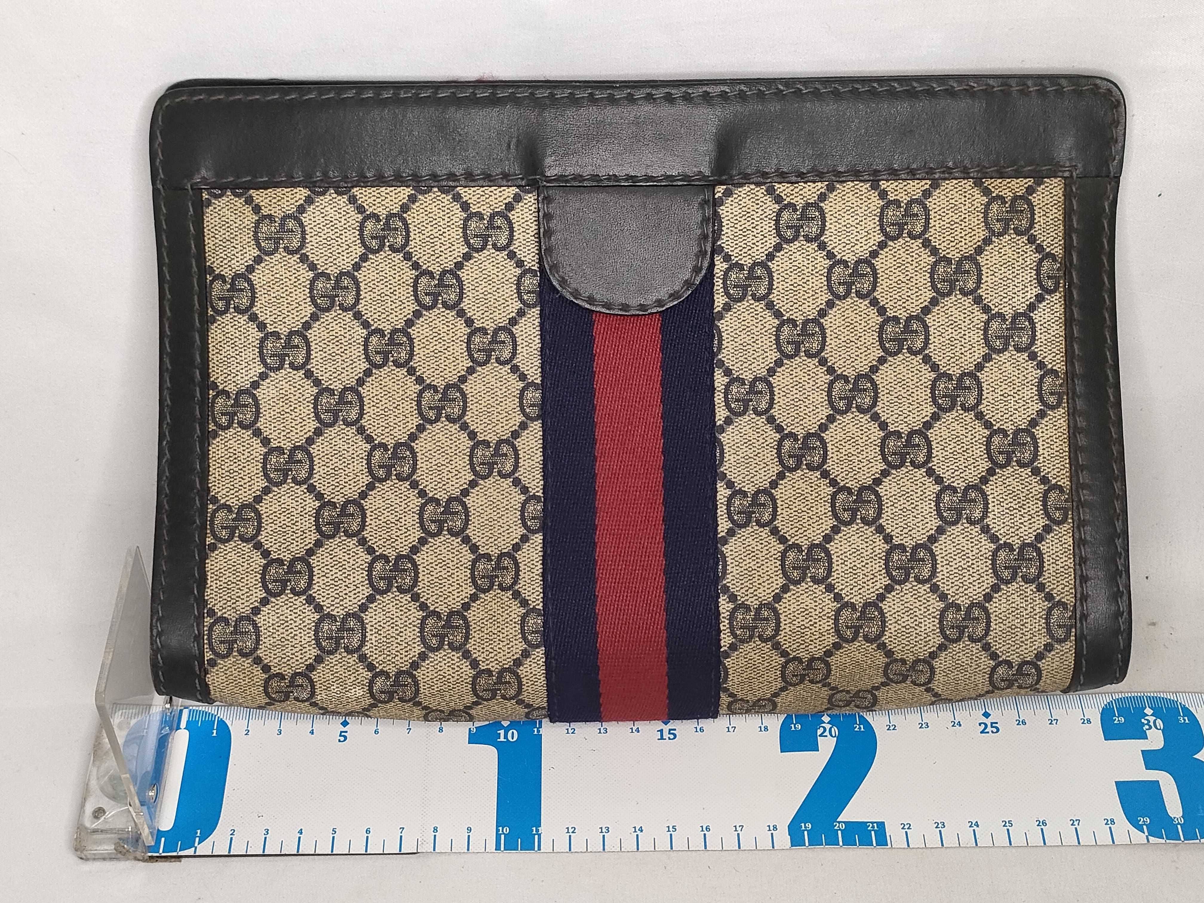 GG Supreme Gucci Old Clutch Bag GG Supreme Sherry Line Navy Black PVC Clutch Bag — view 2