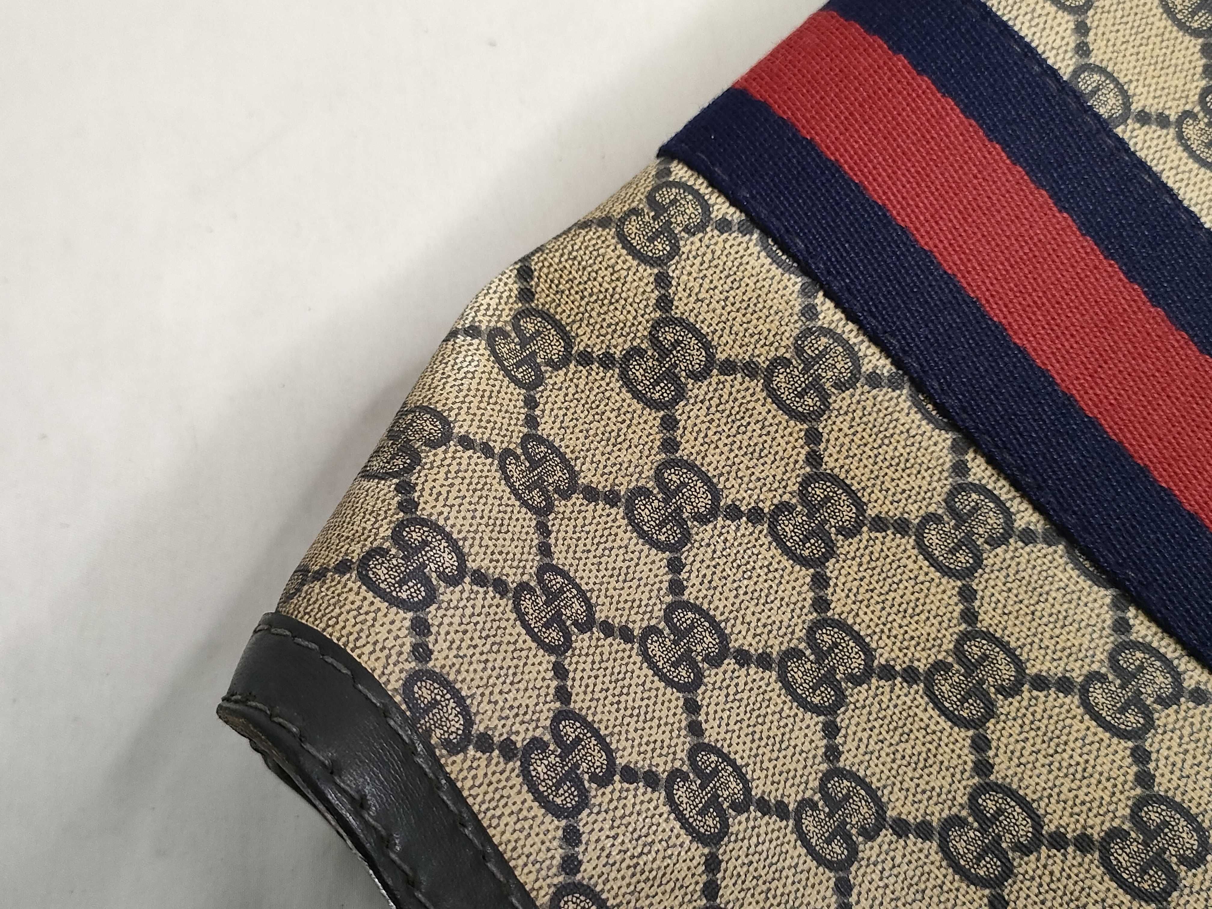 GG Supreme Gucci Old Clutch Bag GG Supreme Sherry Line Navy Black PVC Clutch Bag — view 12