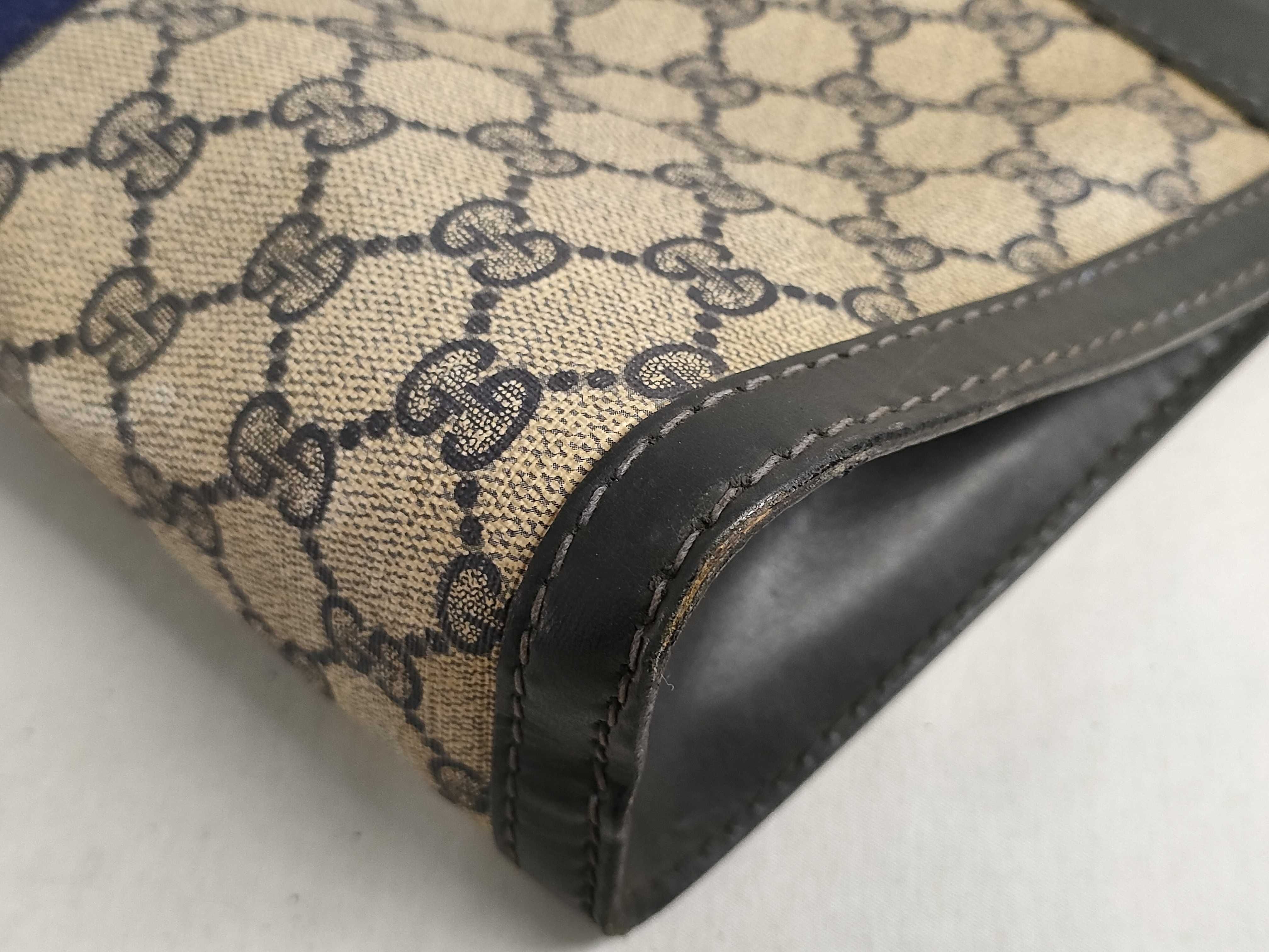 GG Supreme Gucci Old Clutch Bag GG Supreme Sherry Line Navy Black PVC Clutch Bag — view 3