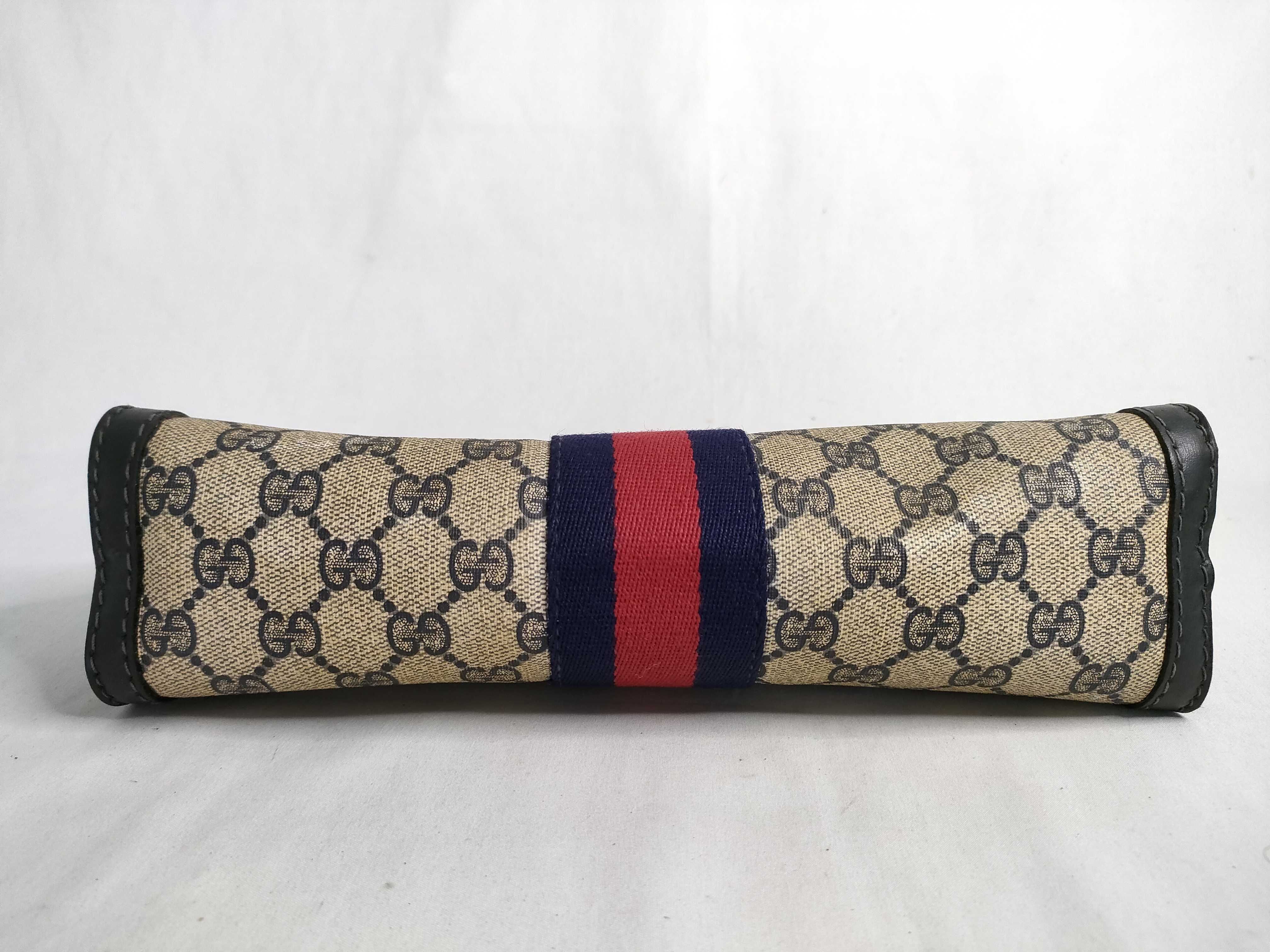 GG Supreme Gucci Old Clutch Bag GG Supreme Sherry Line Navy Black PVC Clutch Bag — view 4