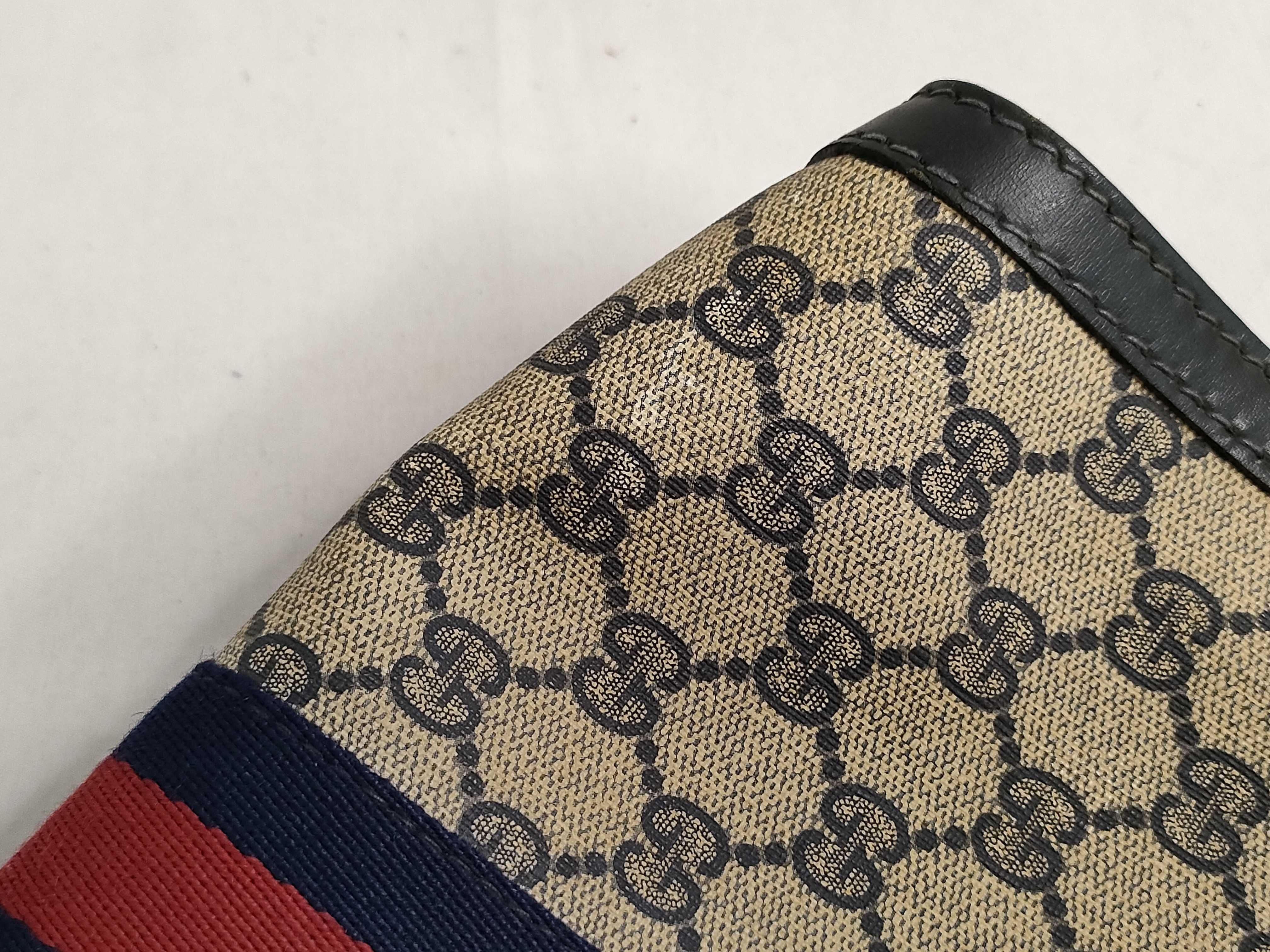GG Supreme Gucci Old Clutch Bag GG Supreme Sherry Line Navy Black PVC Clutch Bag — view 10
