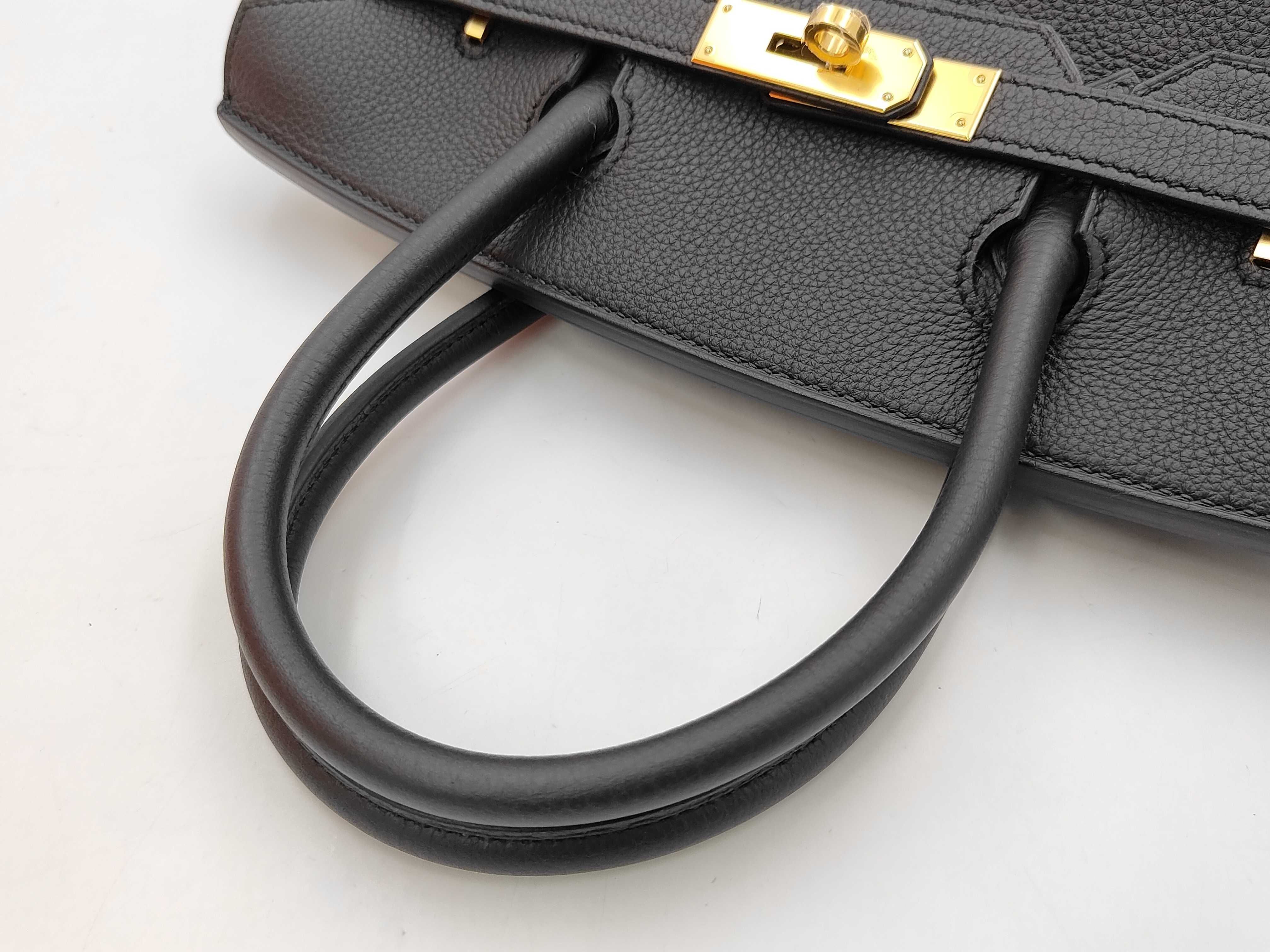 Birkin 30 Togo Black Gold Hardware G Engraved Tote Bag — view 3
