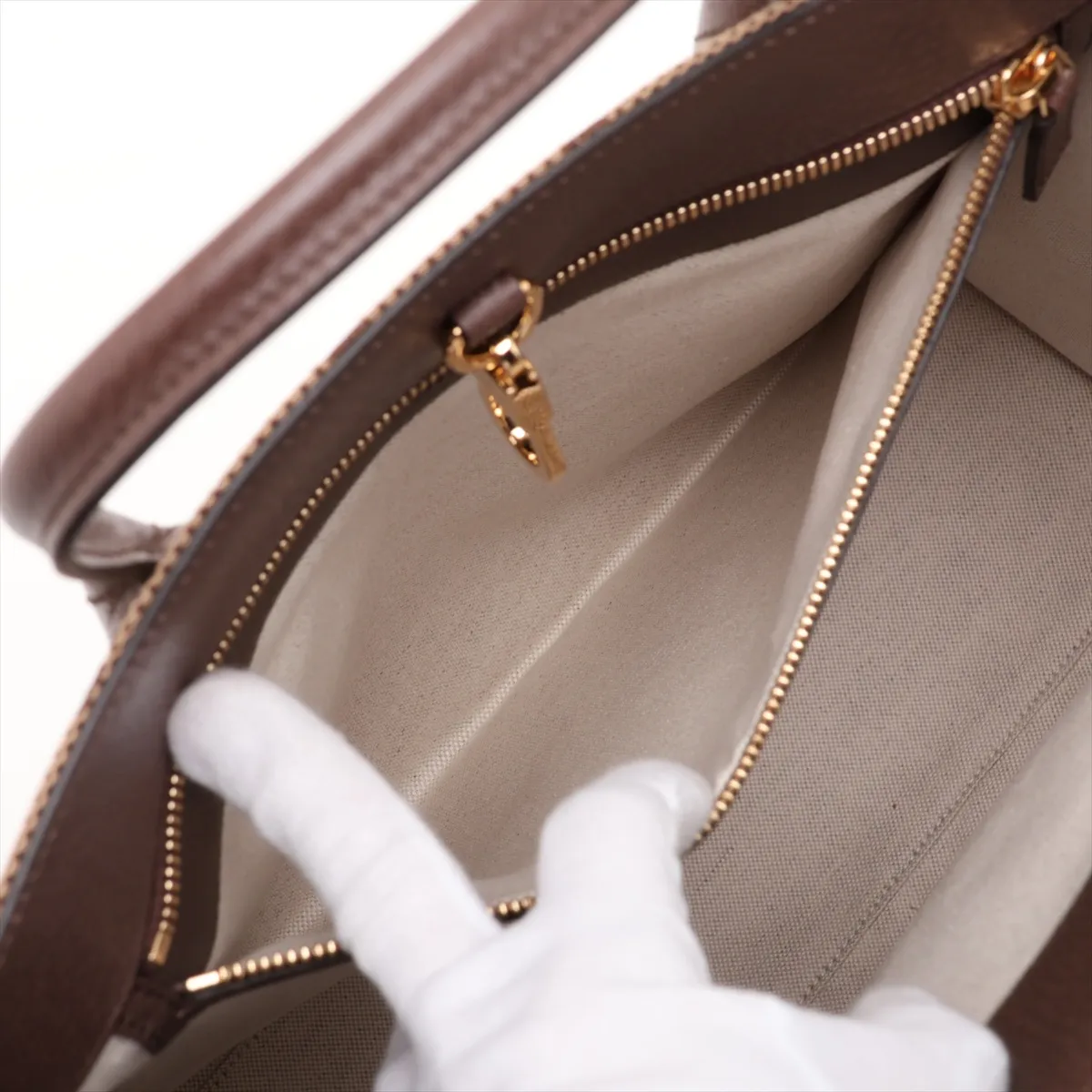 Jumbo GG Canvas x Leather 2-Way Handbag, Brown — view 9