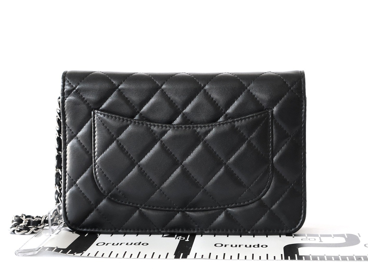 Lambskin Matelassé Chain Wallet Shoulder Bag, Black — view 2