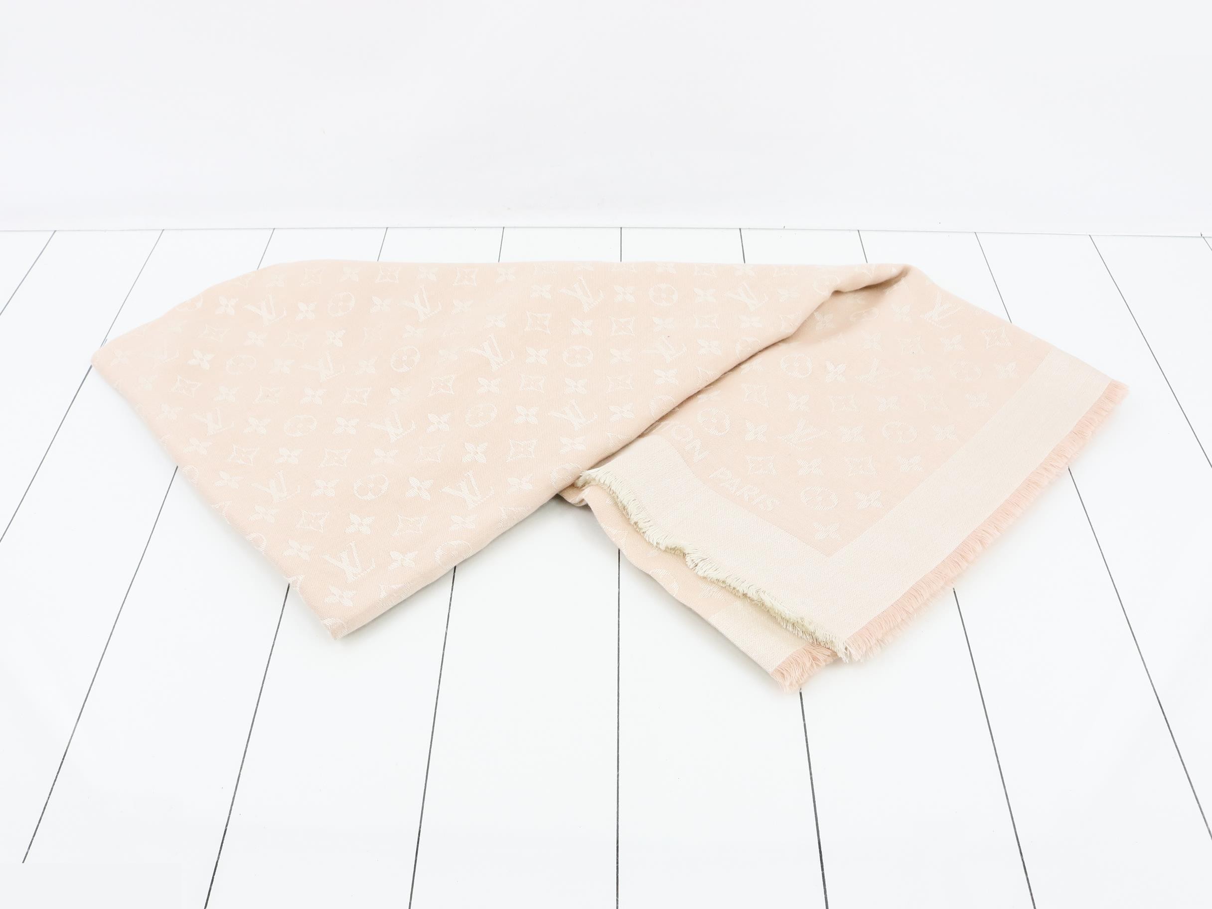 Monogram silk shawl, light pink — view 2
