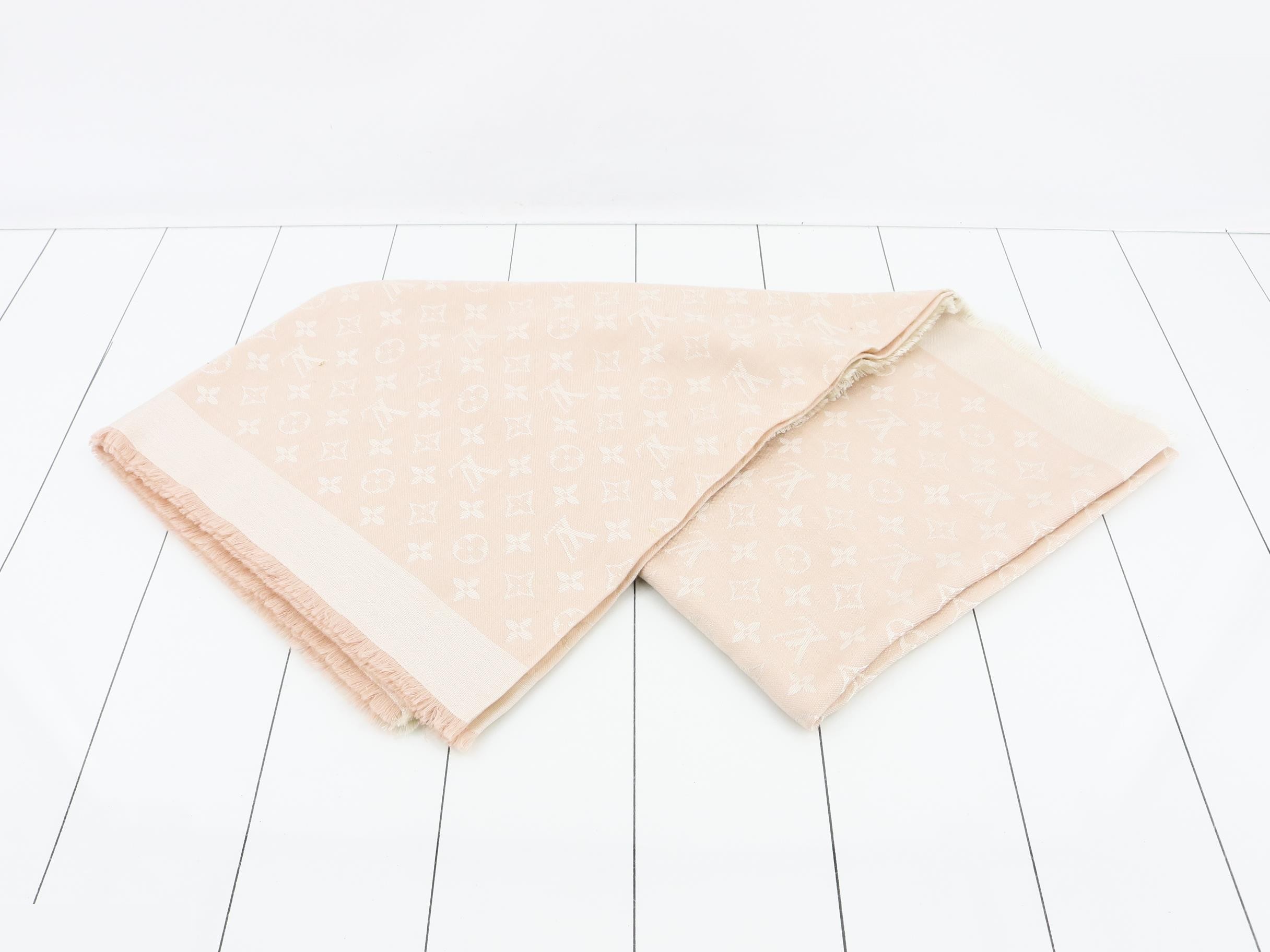 Monogram silk shawl, light pink — view 3