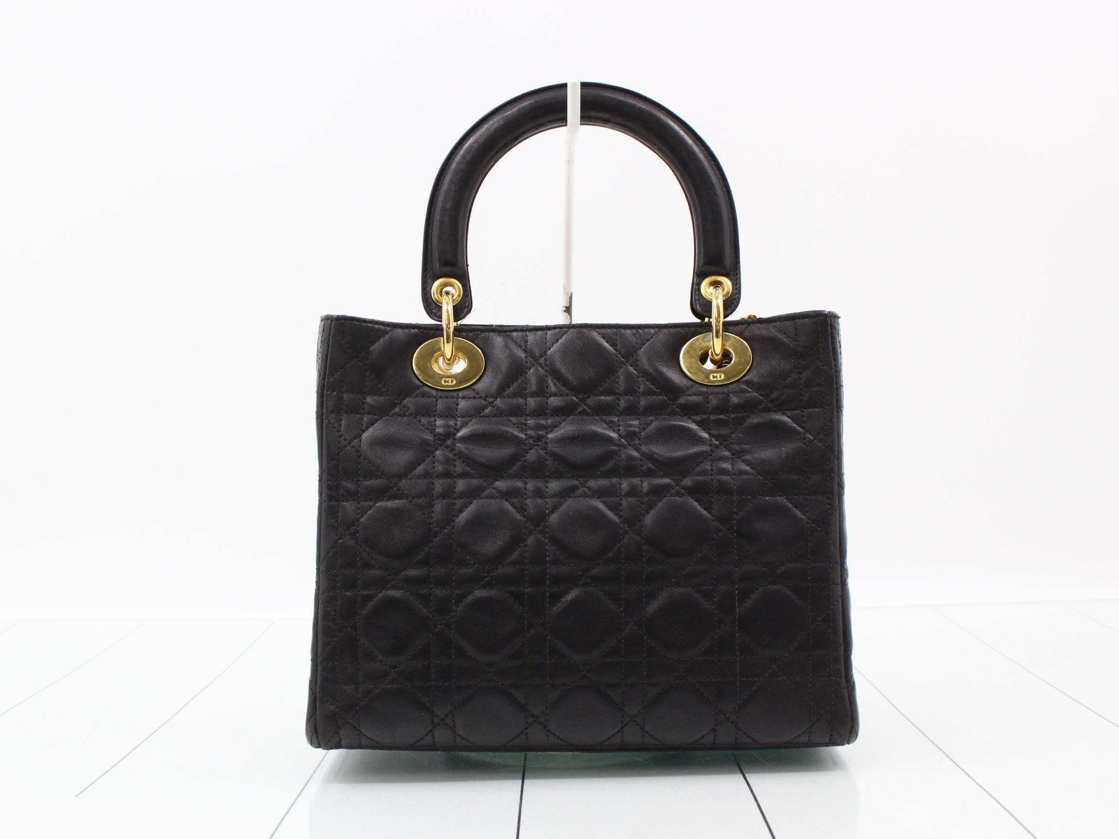 Lady Dior Lambskin Black Cannage 2-Way Handbag with Strap — view 2