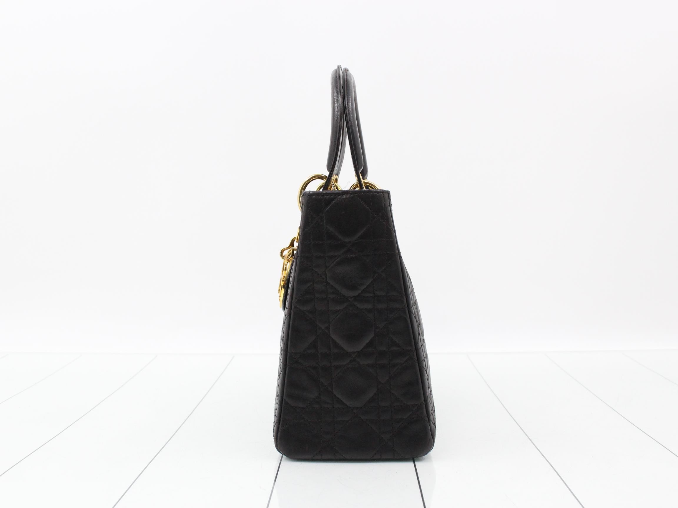 Lady Dior Lambskin Black Cannage 2-Way Handbag with Strap — view 3