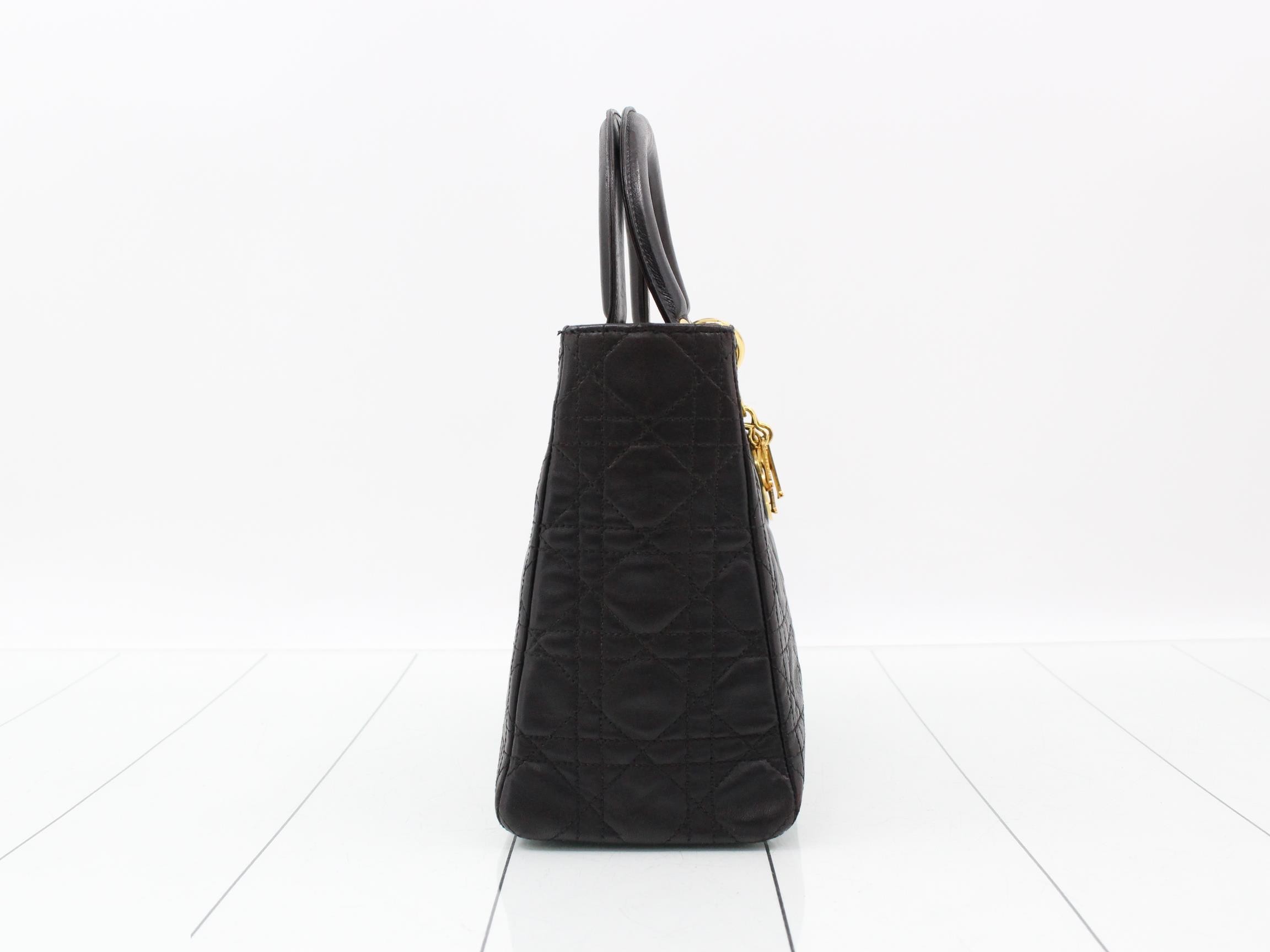 Lady Dior Lambskin Black Cannage 2-Way Handbag with Strap — view 4
