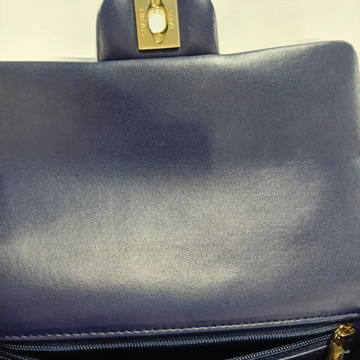 [Individually packaged] Chanel Matelassé Lambskin 2-Way Handbag, Top Handle, Navy, Gold Hardware, A9H832T8, Random Plate — view 15