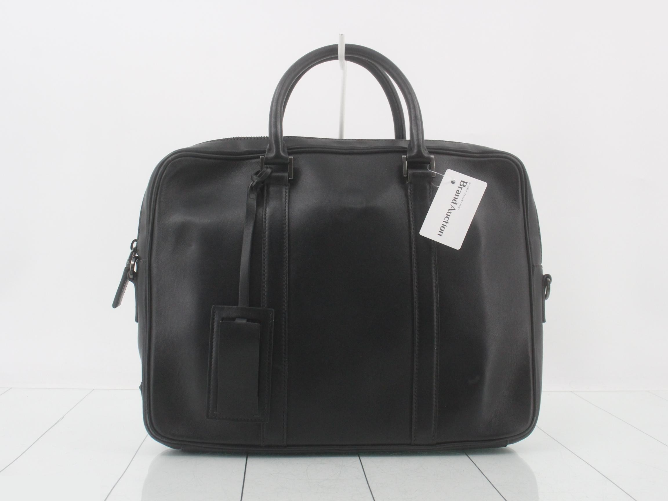Leather business bag, black