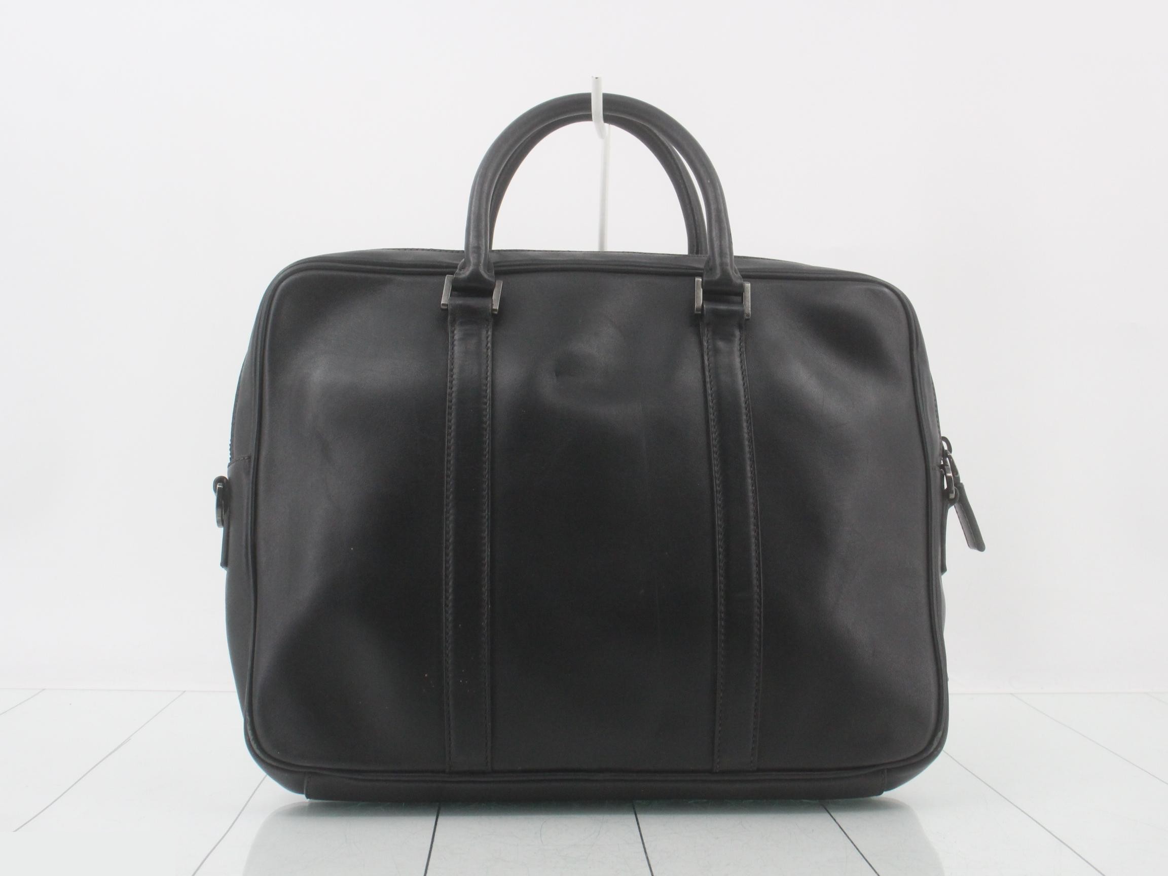 Leather business bag, black — view 2