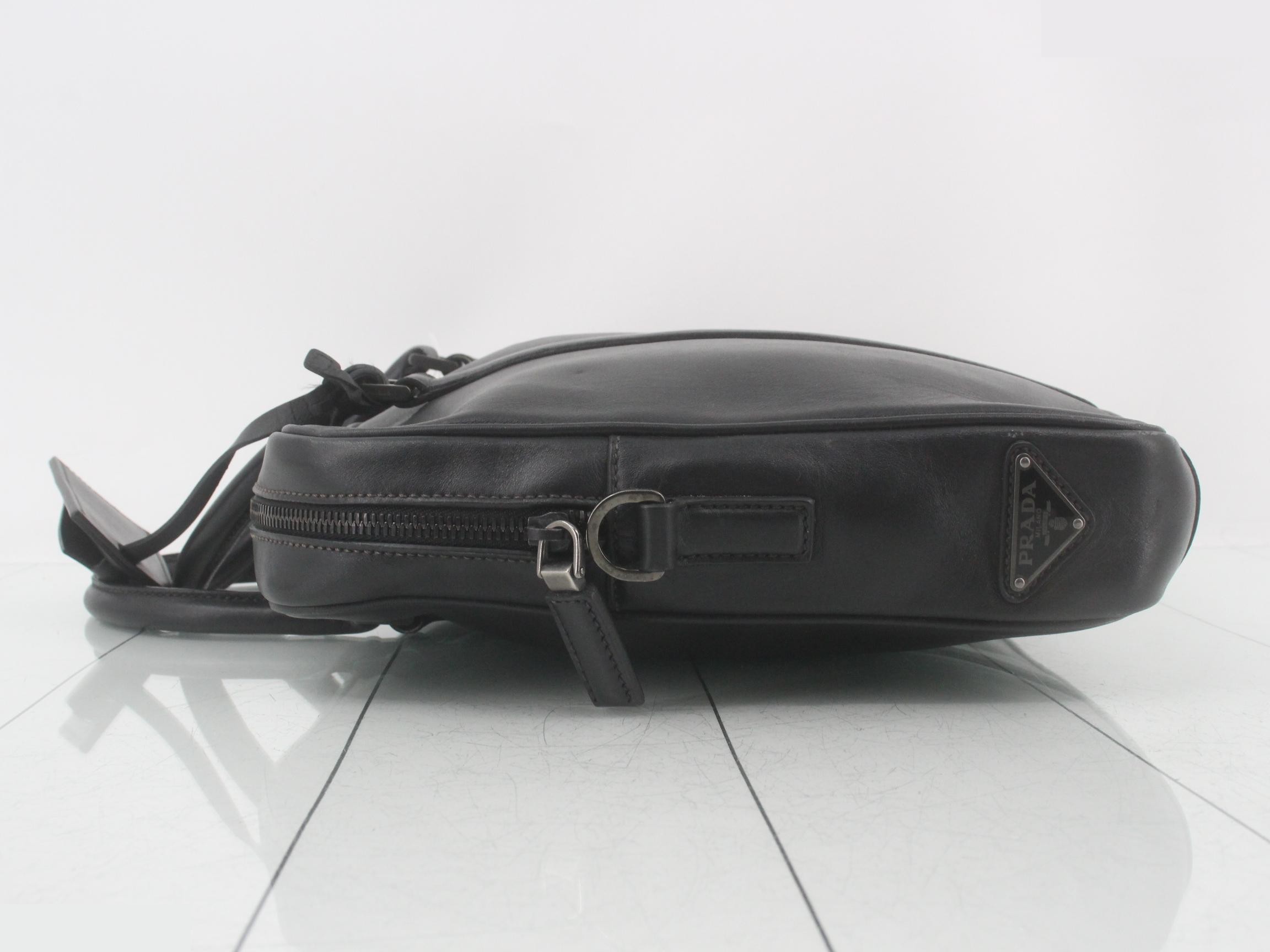 Leather business bag, black — view 4