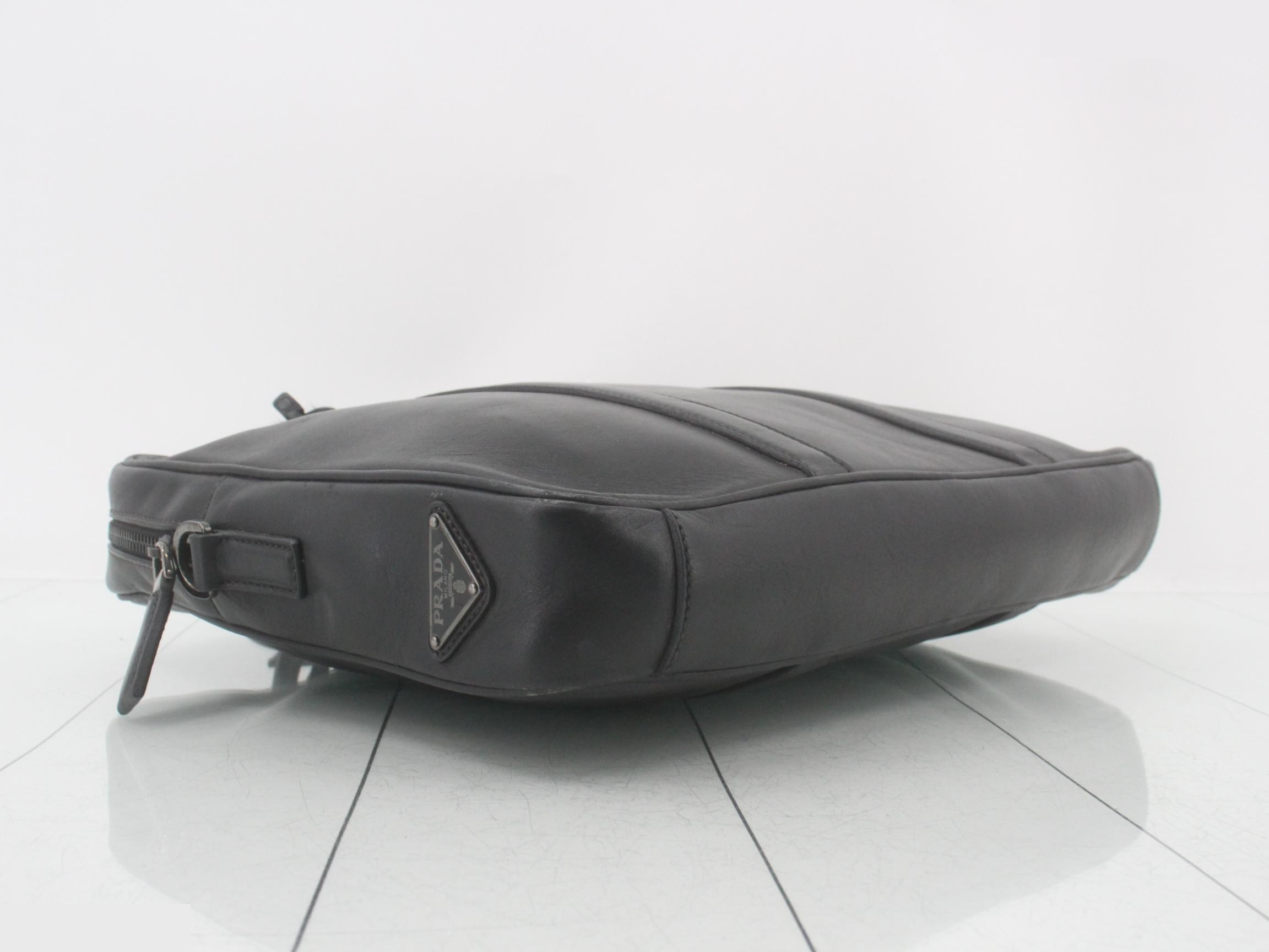 Leather business bag, black — view 5