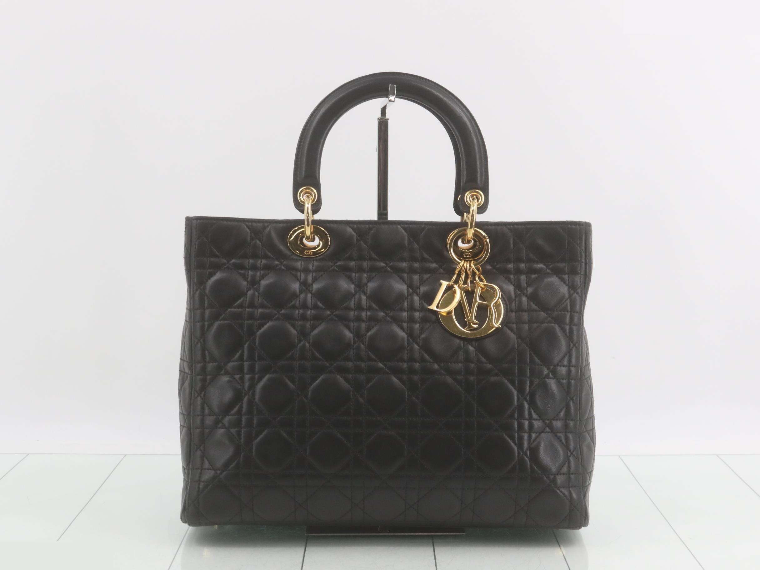 Lady Dior Cannage Leather Handbag (2-way)
