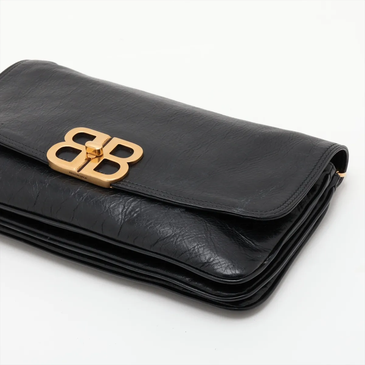 BB Leather 2-Way Shoulder Bag, Black, 748596 — view 3