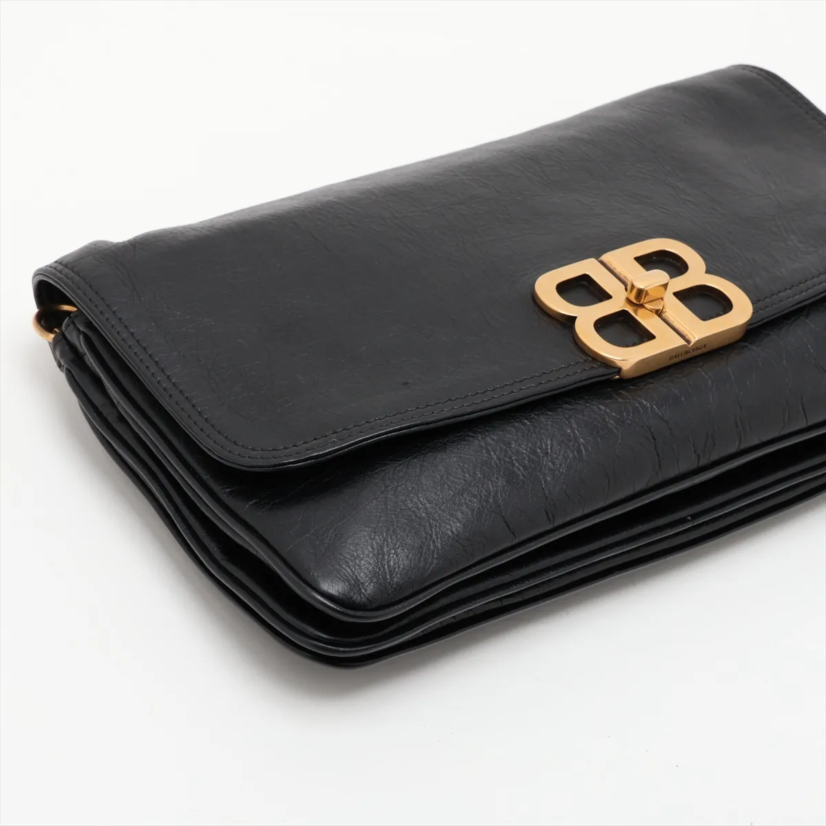 BB Leather 2-Way Shoulder Bag, Black, 748596 — view 4