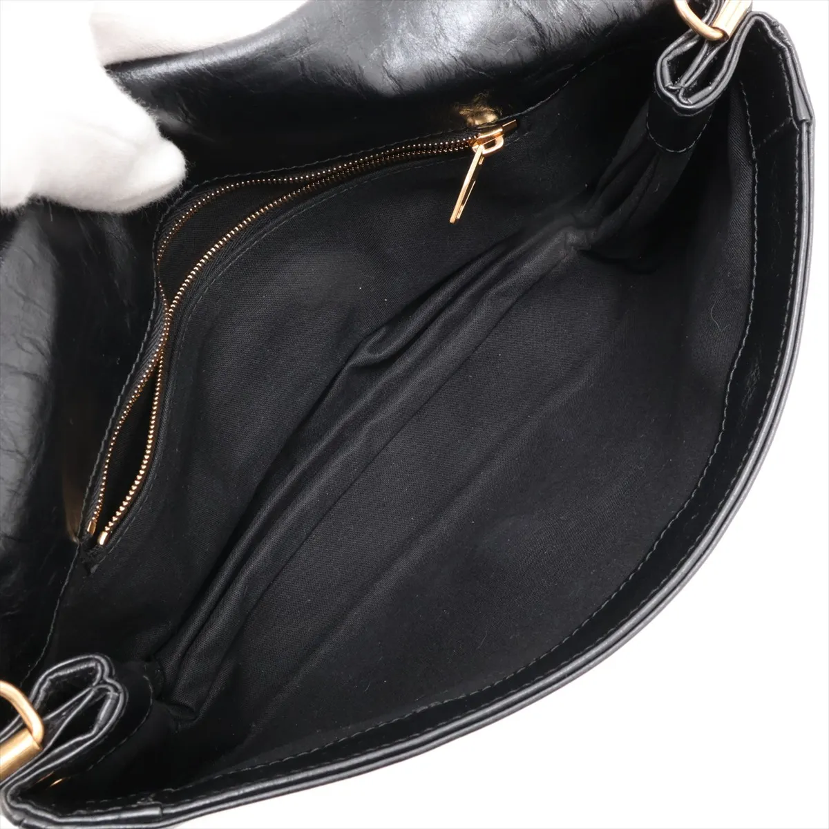 BB Leather 2-Way Shoulder Bag, Black, 748596 — view 6