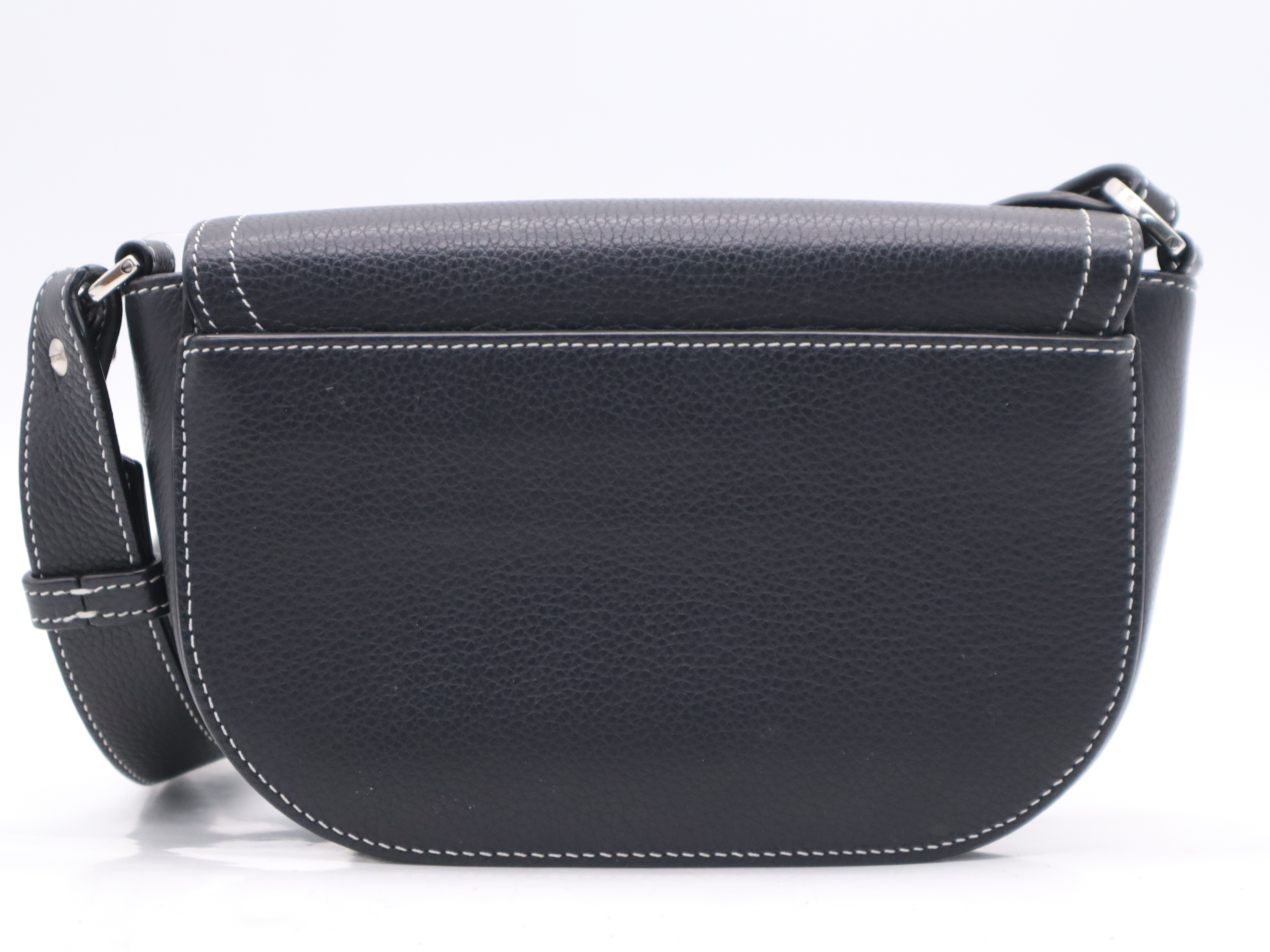 1ADPO049YKK H00N Leather Messenger Bag Small Saddle Black Shoulder Bag — view 2