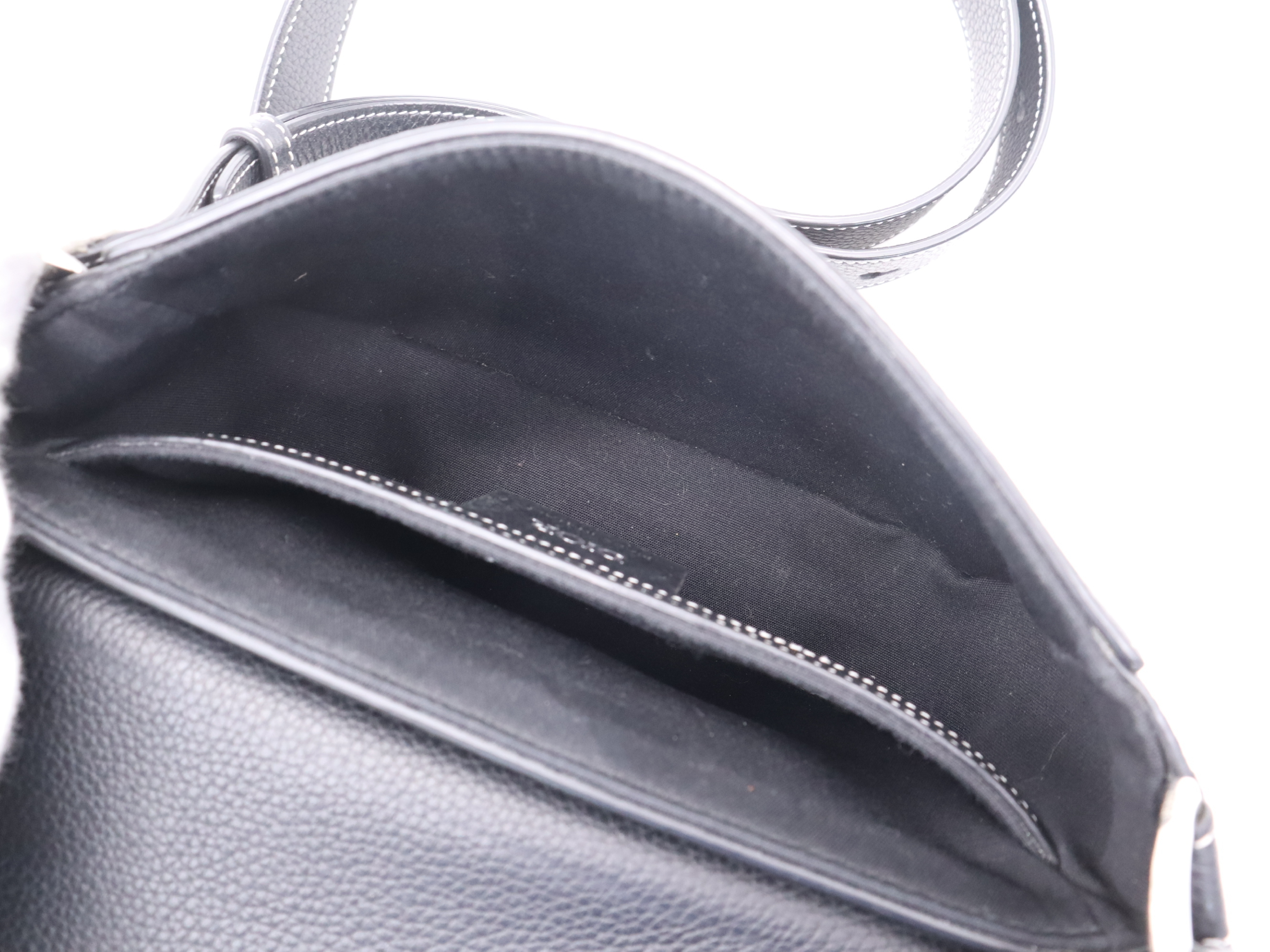 1ADPO049YKK H00N Leather Messenger Bag Small Saddle Black Shoulder Bag — view 11