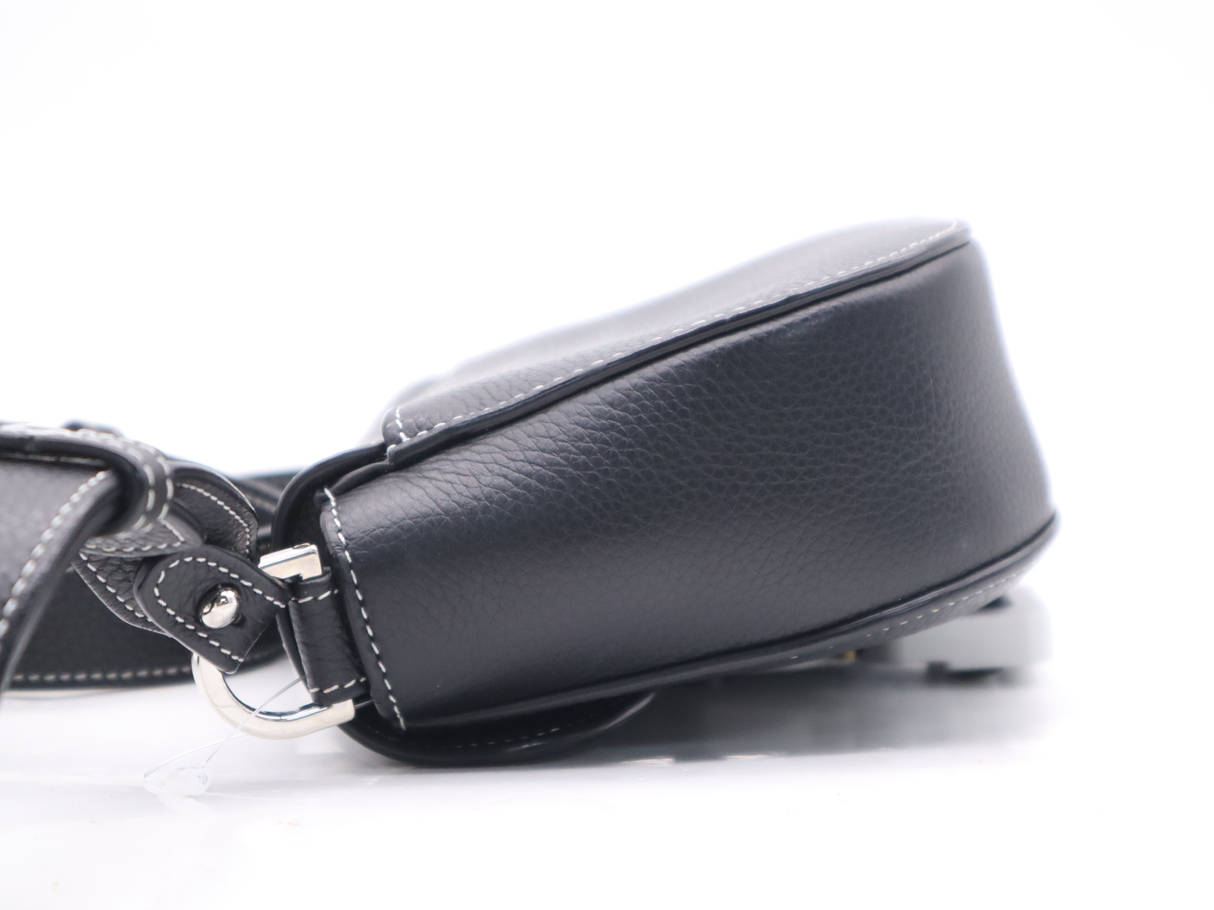 1ADPO049YKK H00N Leather Messenger Bag Small Saddle Black Shoulder Bag — view 3